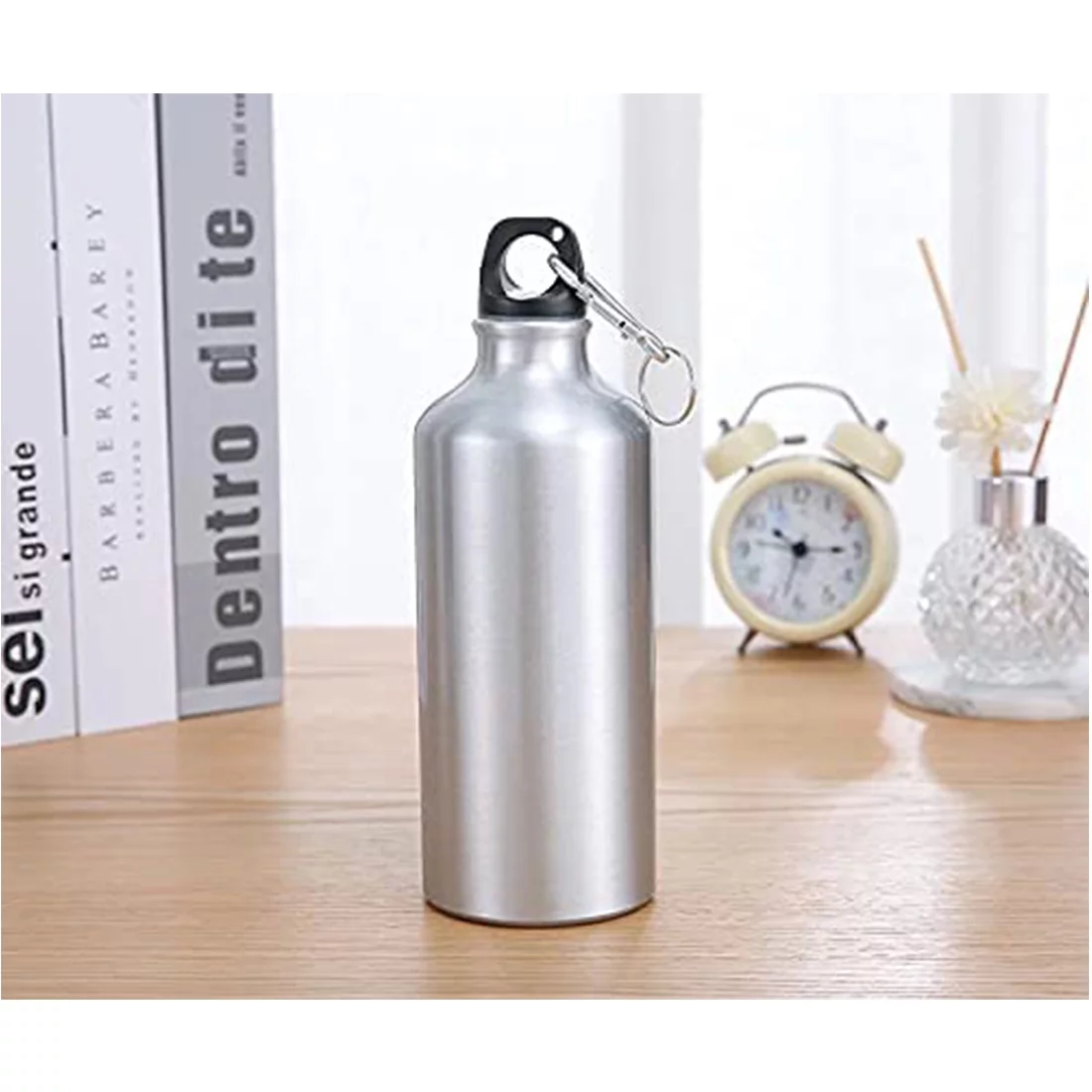 PreAsion 10pcs 600ml Water Bottle with Safe Lock Aluminium Silver