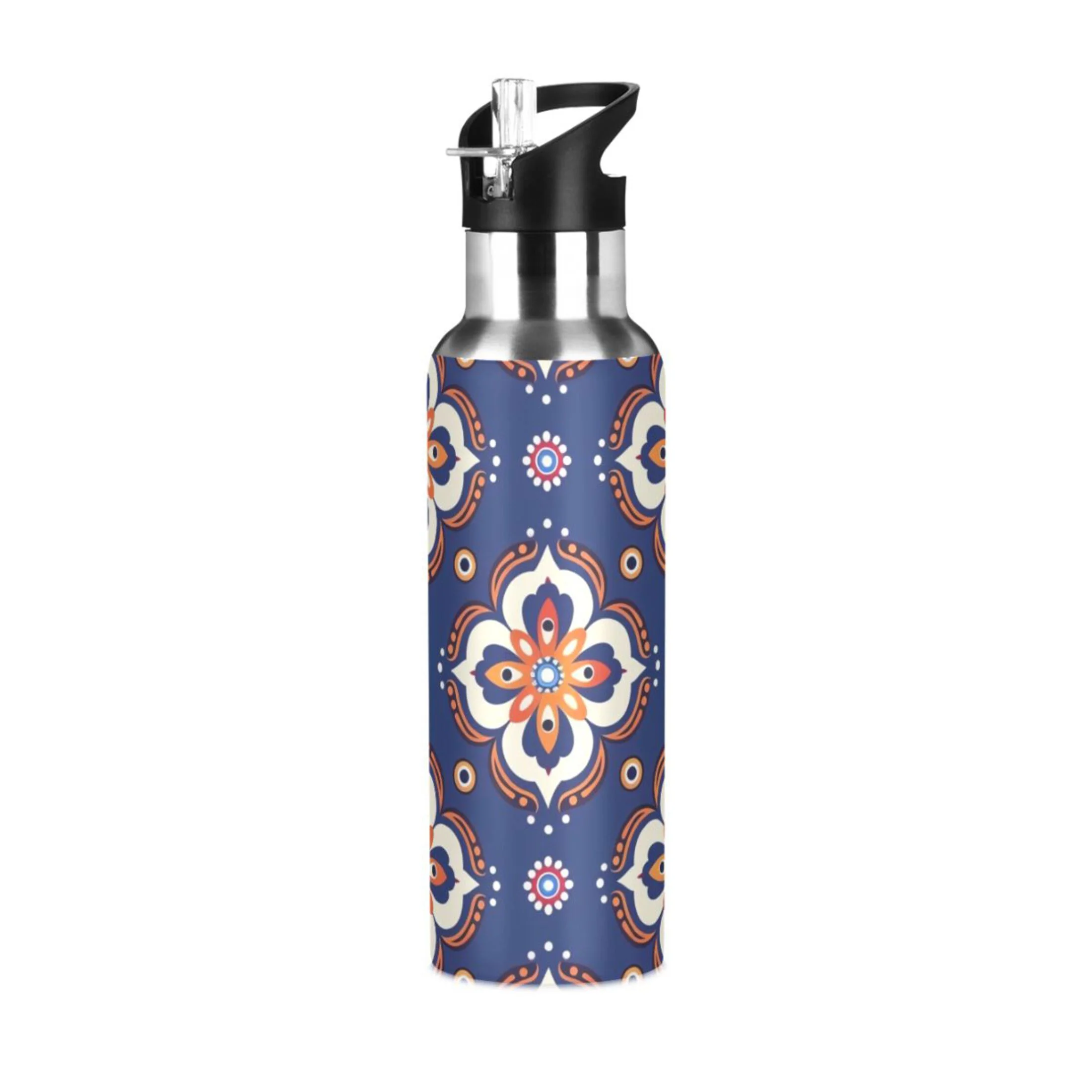 Bohomia Mandala Water Bottles Insulated Thermos Kids Stainless Steel Bottle with Straw Lid Flask Leakproof for Sports Gym 20 oz