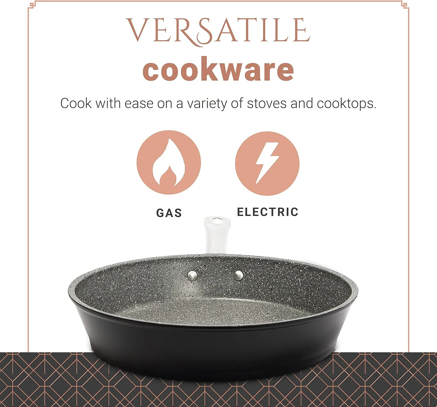 Excellence Granite Series 11 Inch Wok, Nonstick Stir-Fry And Frying Pan With Sturdy Steel Handles, Easy To Clean, Ideal For Stovetop And Electric Stove Cooking (10 Inc)