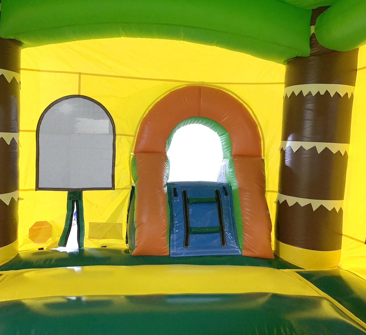 Pogo Bounce House Crossover Bounce House with Slide and Non-removable Splash Pool, Tropical, No Blower