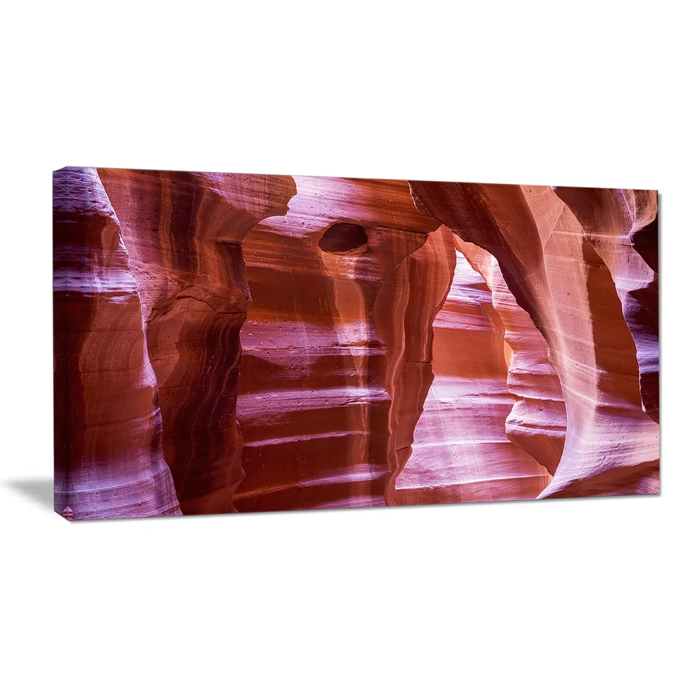 DESIGN ART Antelope Canyon Structures - Landscape Photo Canvas Print - Brown 36 in. wide x 28 in. high - 3 Panels