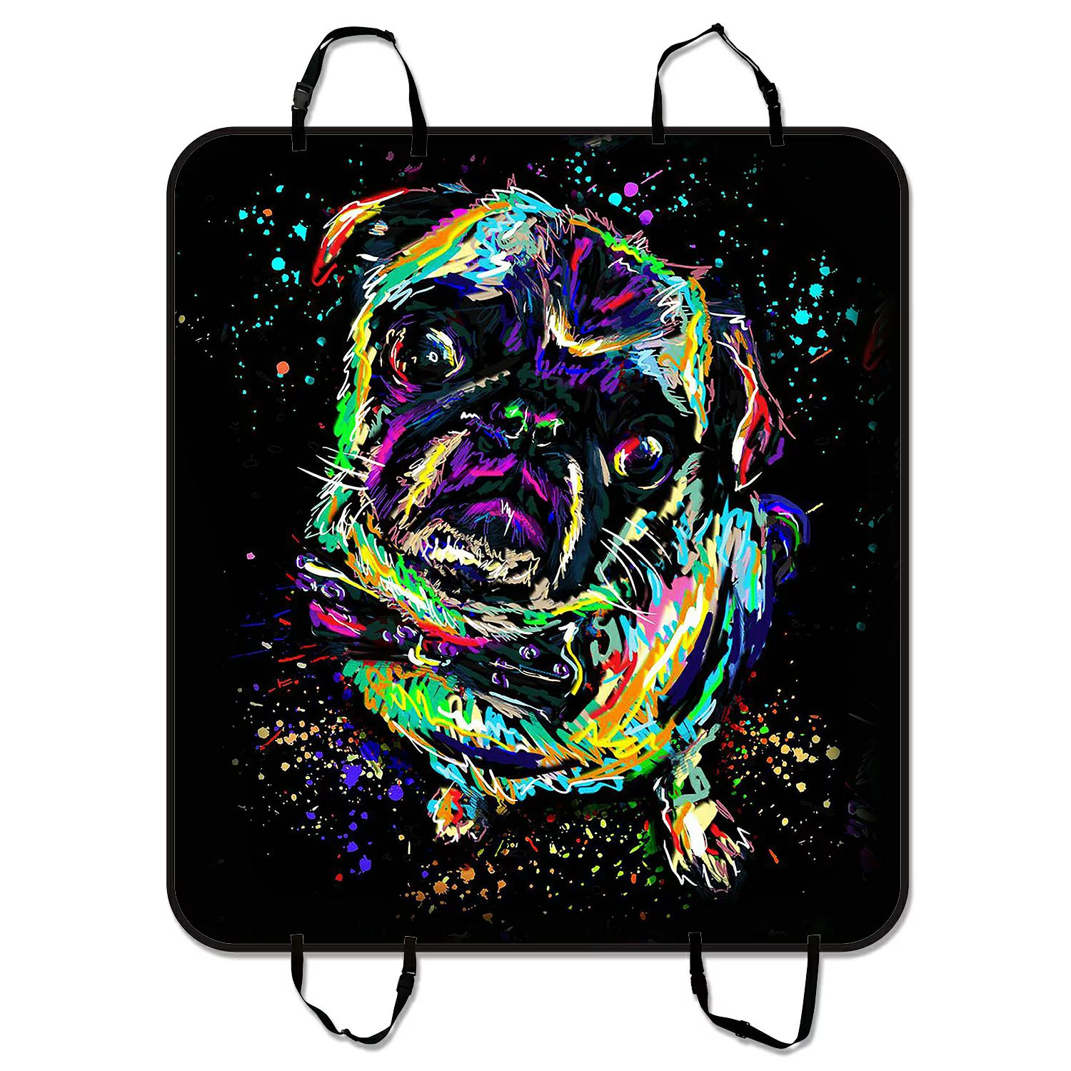 ZKGK Pug Puppy Dog Car Seat Cover Dog Car Seat Cushion Waterproof Hammock Seat Protector Cargo Mat for Cars SUVs and Trucks 54x60 inches