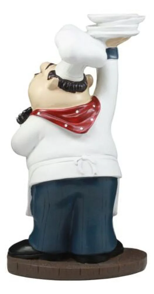 Ebros Master Chef Rubio Italian Bistro Holding Plates Utensils Kitchen Decor Figurine Statue