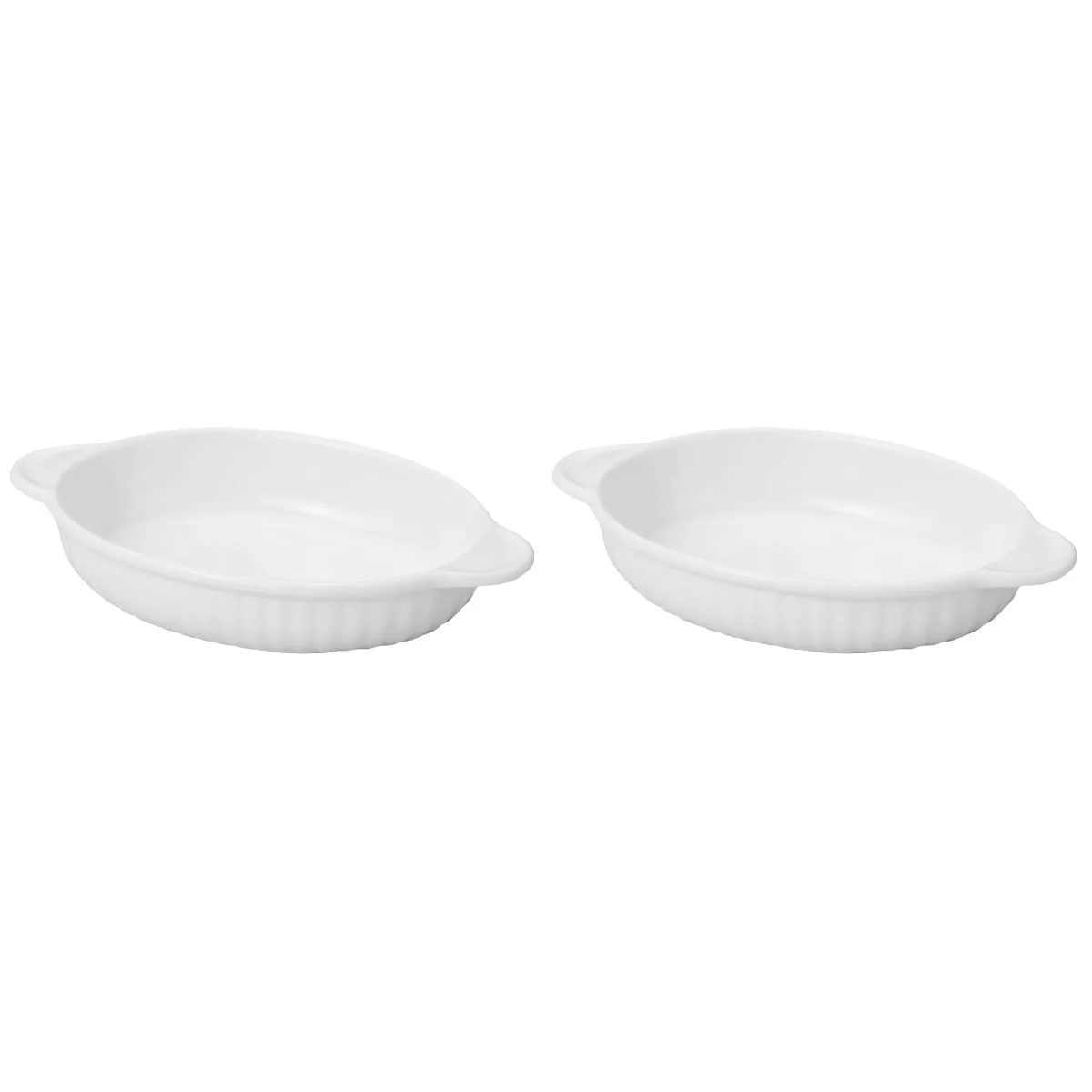 2pcs Ceramic Baking Tray with Double Handles Ceramic Food Bowl Household Bakeware