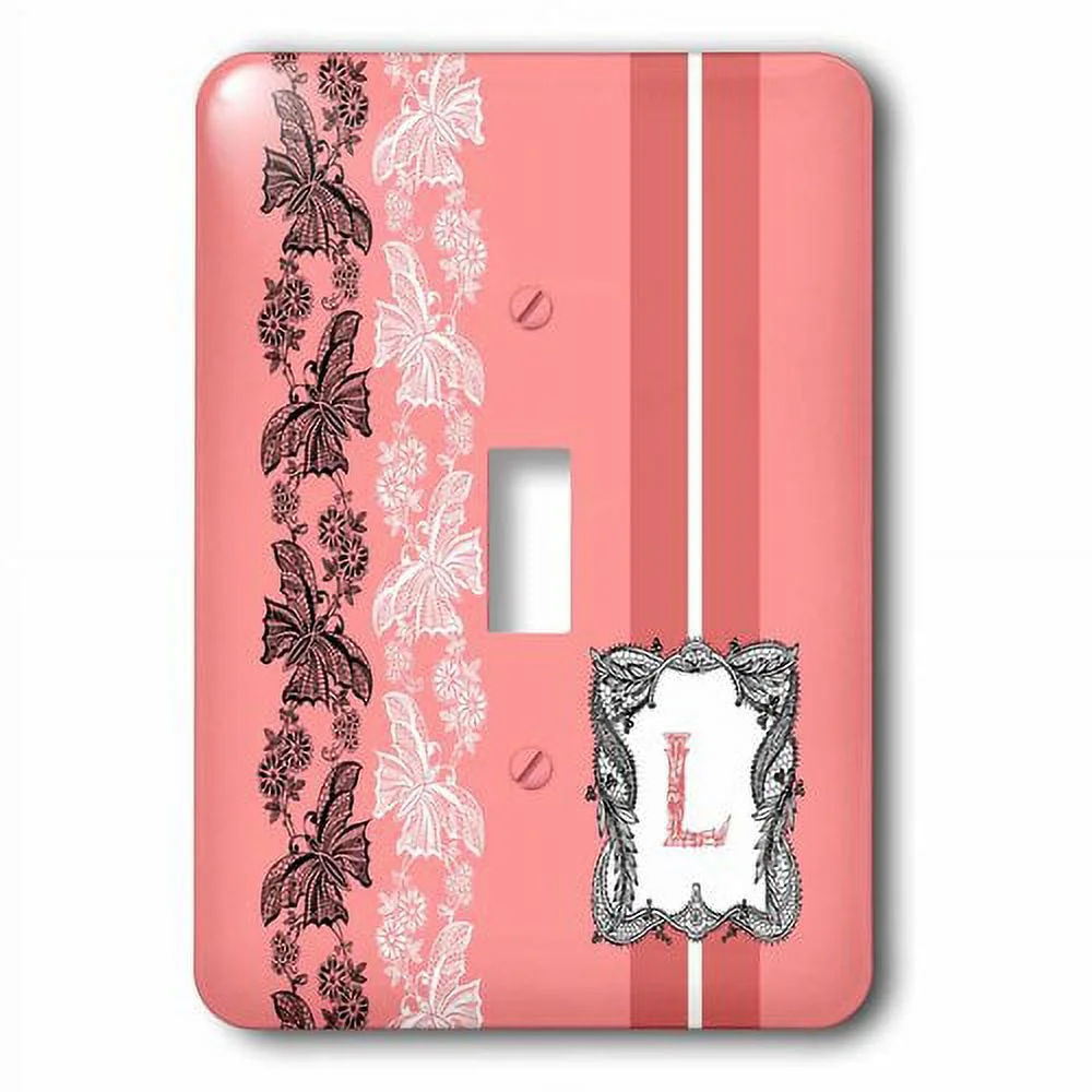 3dRose Monogram Initial M in Teal White and Black Lace - Single Toggle Switch