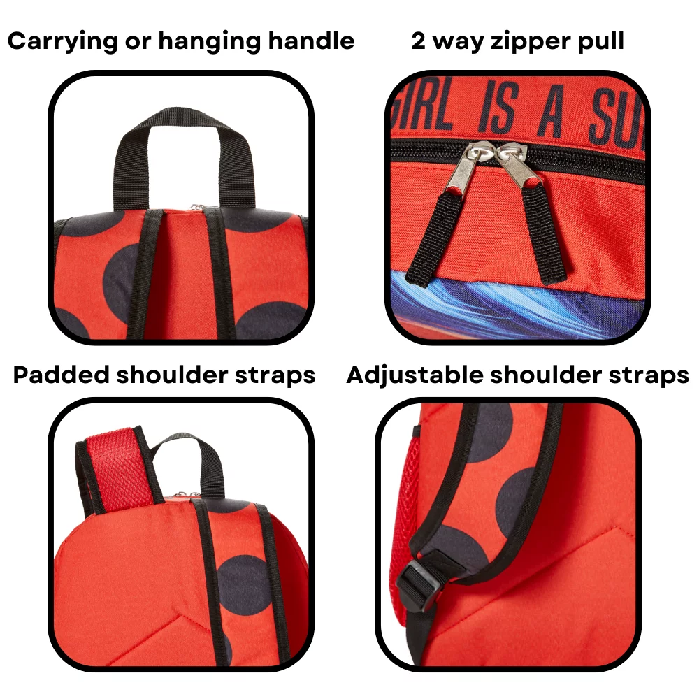 Miraculous Ladybug Girls Backpack Red Ladybug School Bag 16 inch