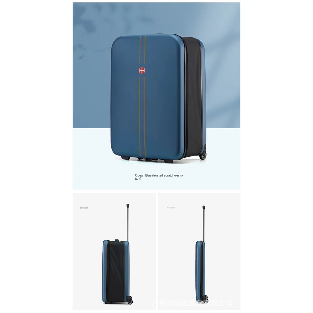 axGear Collapsible Compact Luggage 20 Inch Suitcase Travel Light Foldable Carry-on Suitcase - Blue
