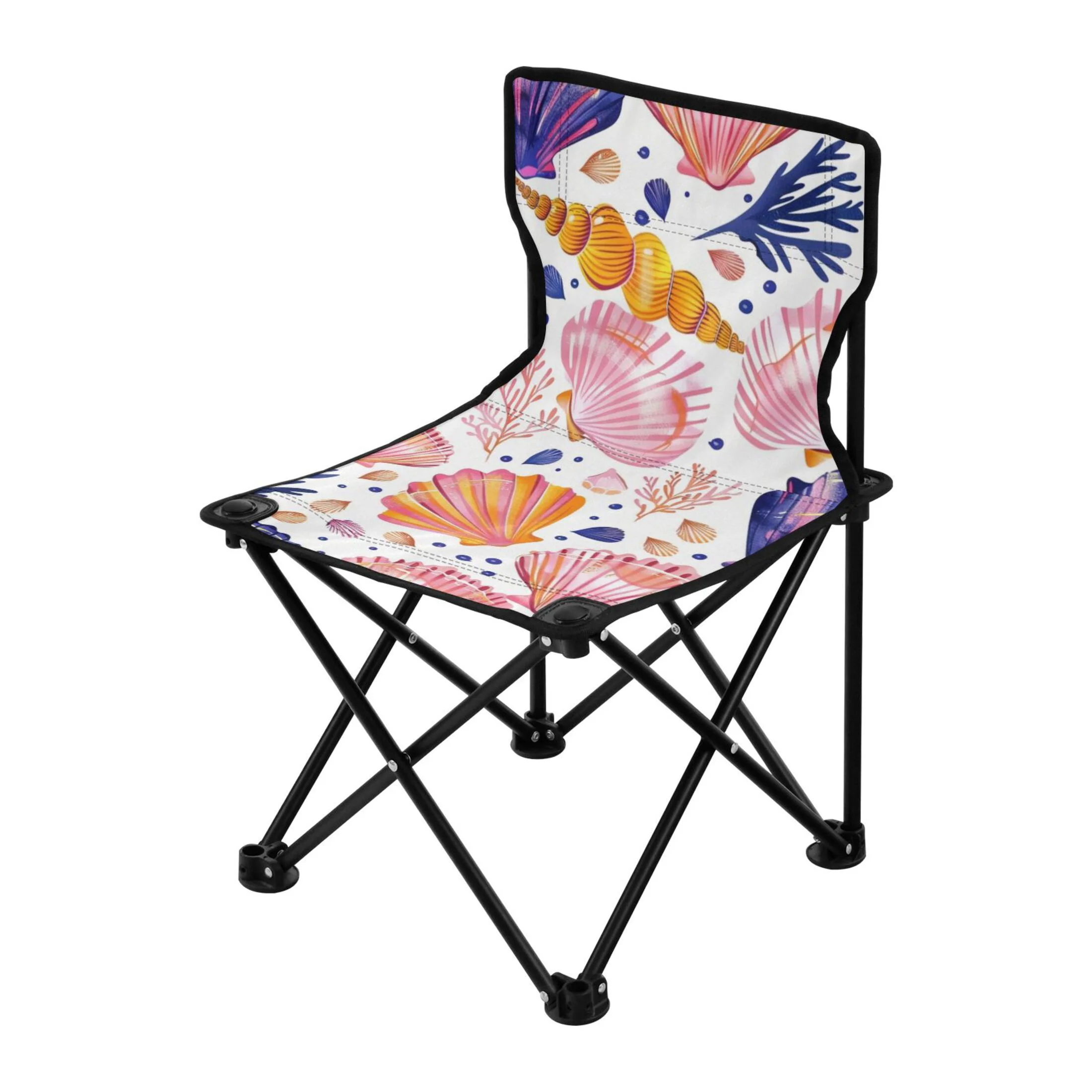 Conch and Sea Shells Leaves Portable Camping Chair Outdoor Folding Beach Chair Fishing Chair Lawn Chair with Carry Bag Support to 220LBS