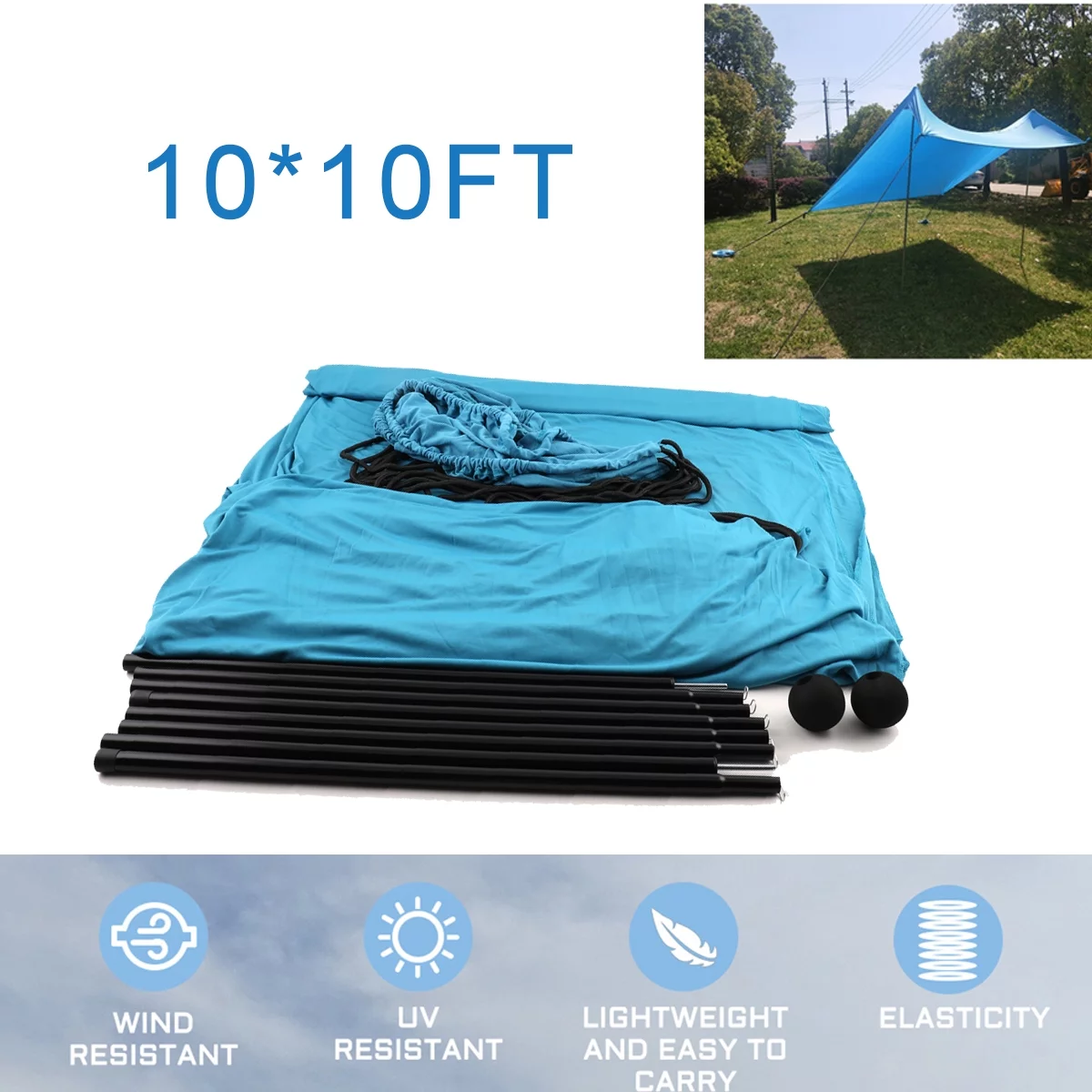 TABODD Beach Tent Canopy 10ft x 10ft Beach Tents Sun Shelter 3-5 Person Beach Canopy Tent Sun Shade