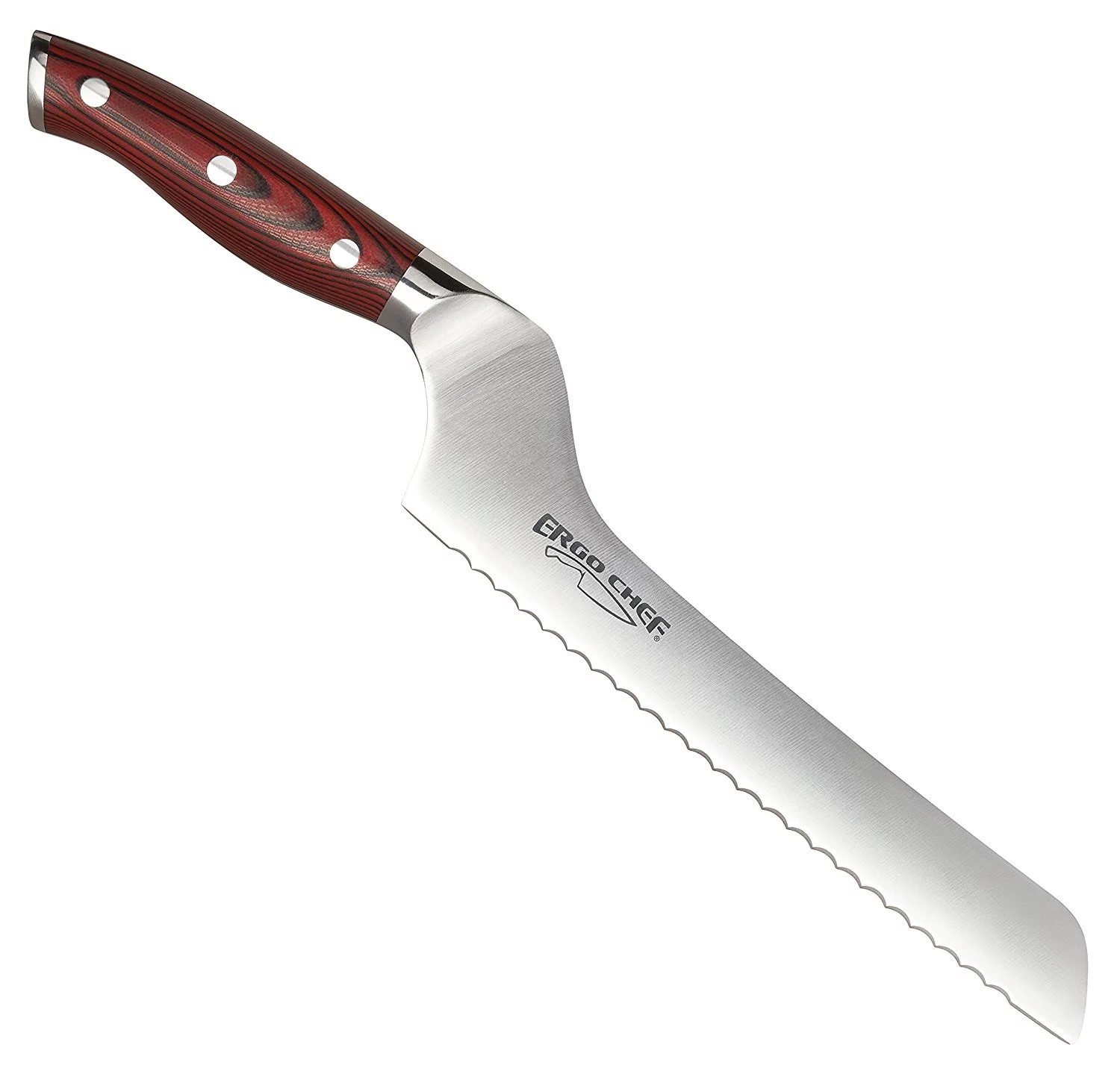 Ergo Chef Crimson G10 Series Serrated Offset Bread Knife, 8-Inch