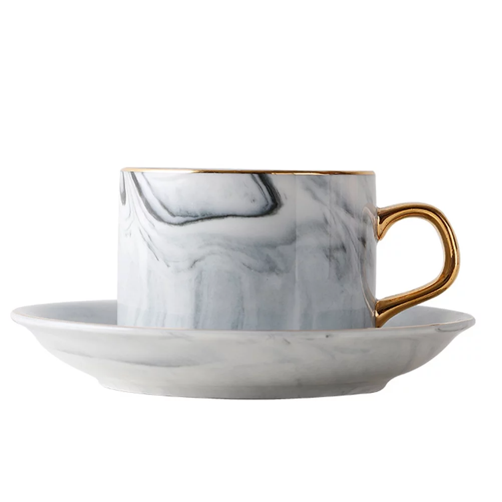 HOMEMAXS 1 Set of Creative Coffee Mug Afternoon Tea Ceramic Cup Mug with a Saucer (Grey)