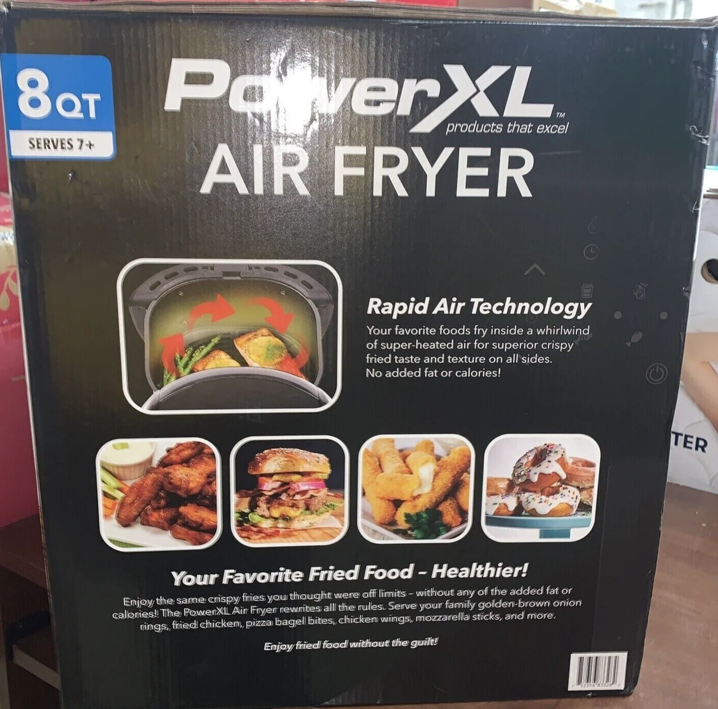 PowerXL Large 8Qt Non-Stick Air Fryer w/ One-Touch Digital Display, Black (Used)