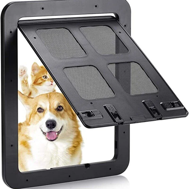 Pet Dog Screen Door Lockable Cat Magnetic Self-Closing Flap Door Gate Pet Door