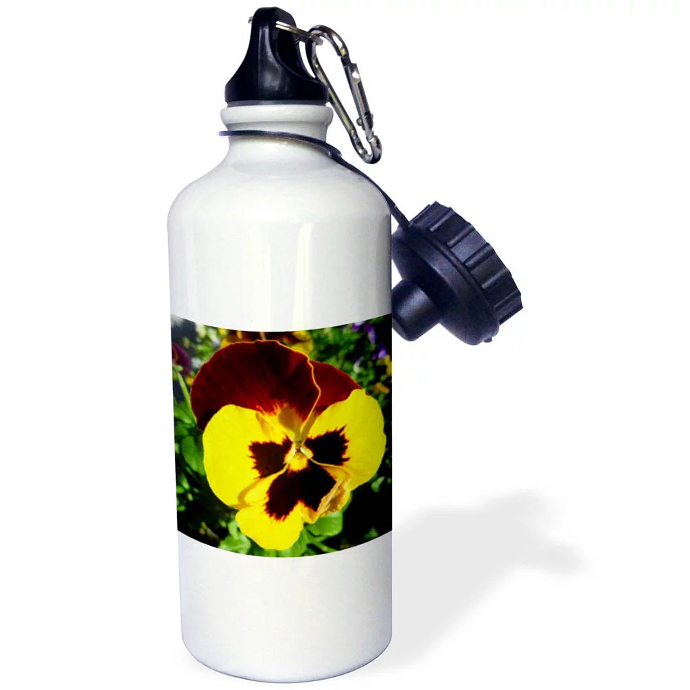 Yellow Burnt Red Pansy 21 oz Sports Water Bottle wb-35309-1