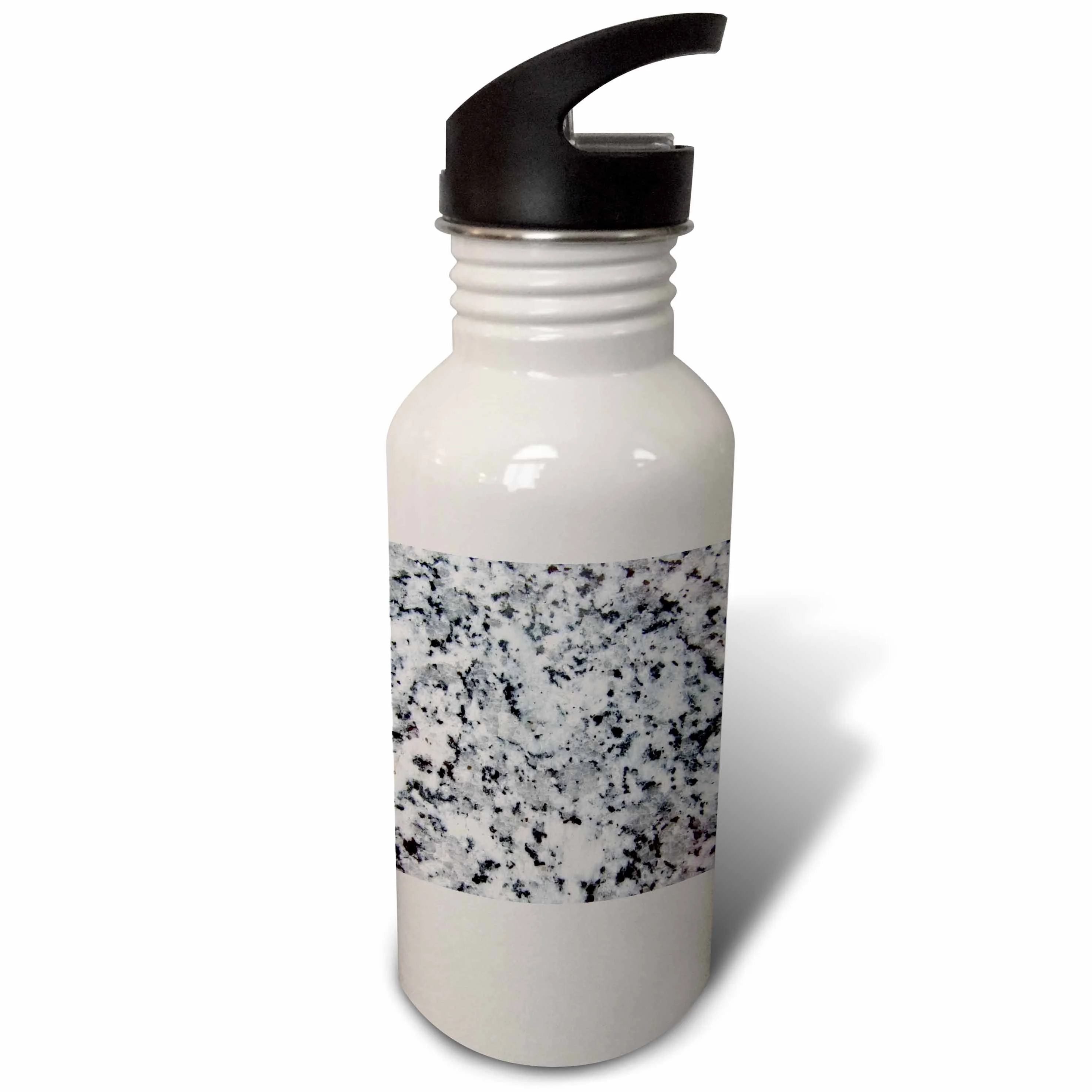 Print of grey granite rock texture photo graphic, gray black crystals polished igneous stone geology 21 oz Sports Water Bottle wb-157792-1