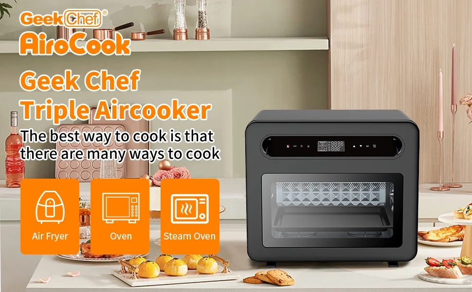 Geek Chef 26 QT Steam Air Fryer Toast Oven Combo - Precision Cooking