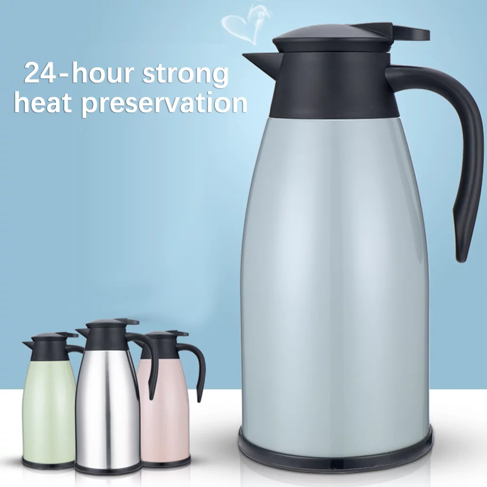 Goolrc Stainless Steel Insulation Bottle, Double Walled Vacuum Flask, 2L Capacity, Heat Cold Retention, Green