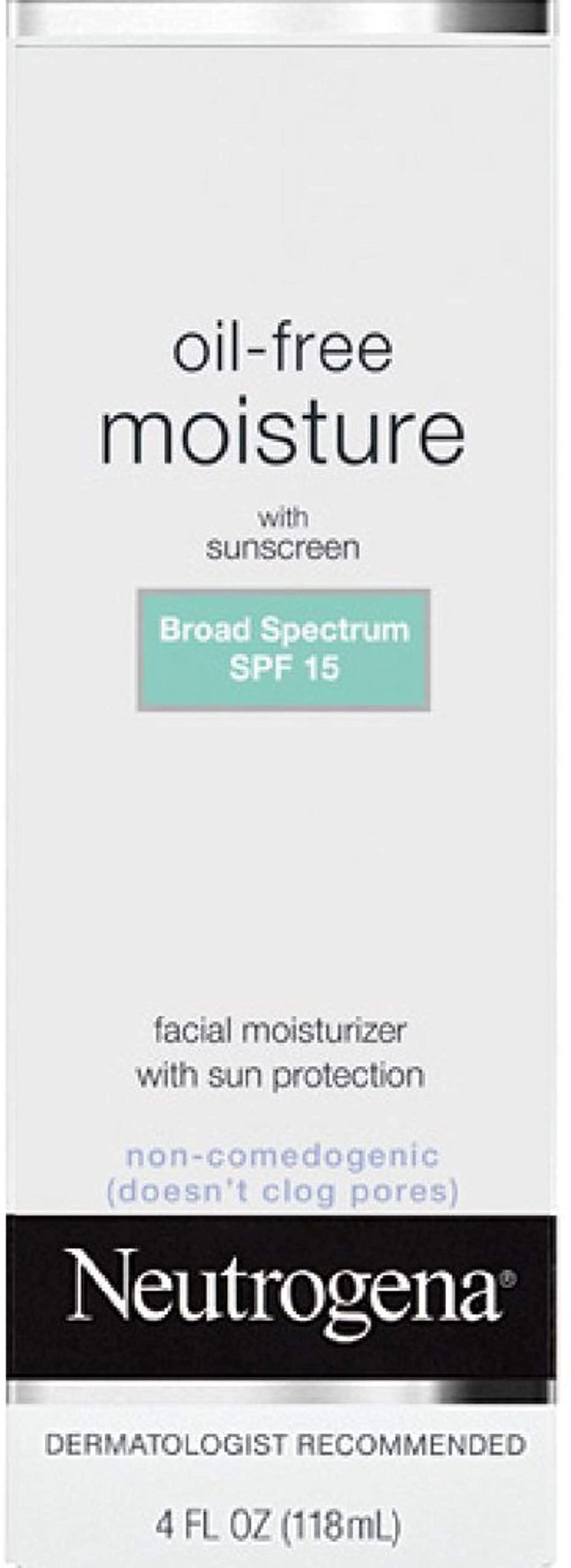 Neutrogena Oil Free Daily Long Lasting Facial Moisturizer & Neck Cream - Non Greasy, Oil Free Moisturizer Won,T Clog Pores - Spf 15 Sunscreen & Glycerin, 4 Fl. Oz (Pack Of 2)