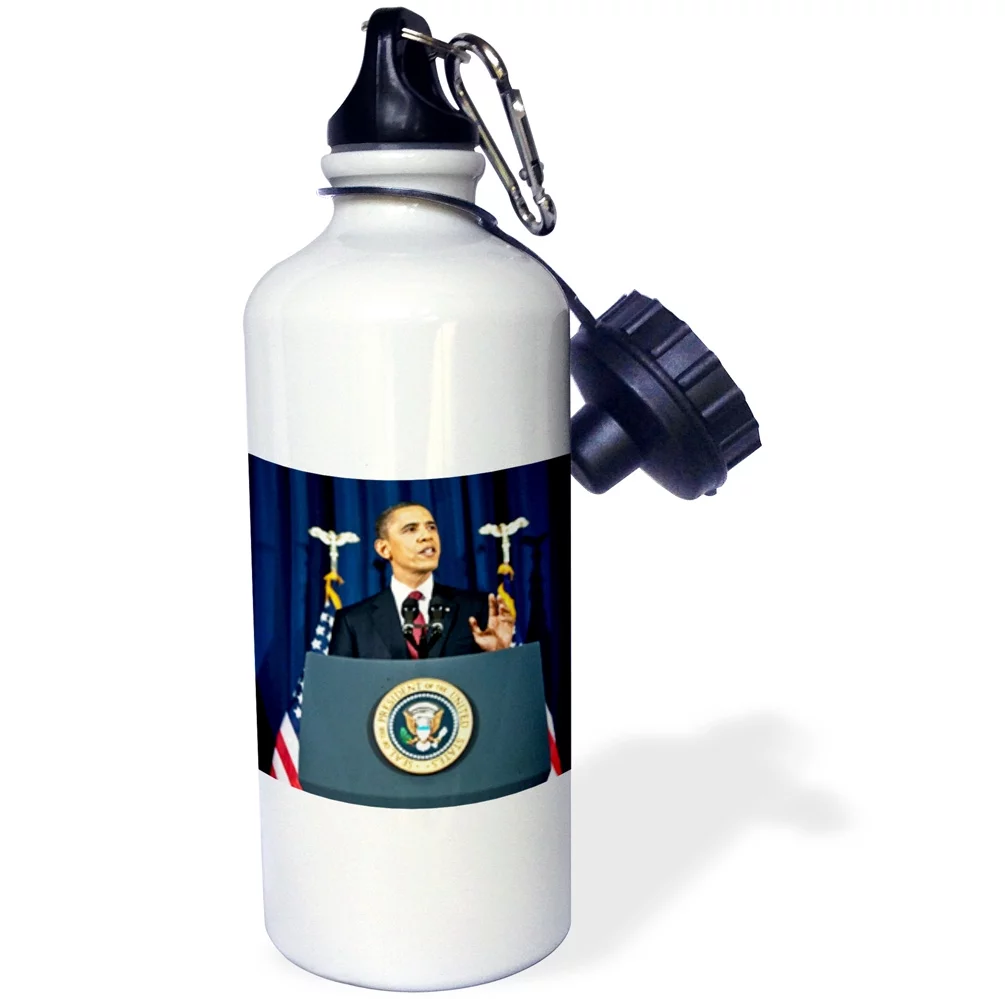 3dRose President Obama Gives National Speech, Sports Water Bottle, 21oz