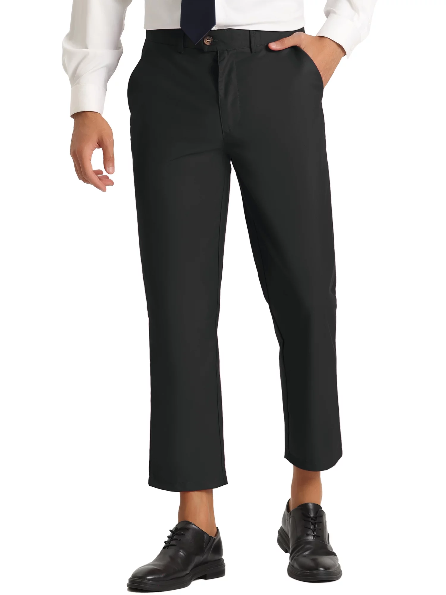 Lars Amadeus Men's Cropped Dress Pants Flat Front Ankle-Length Trousers