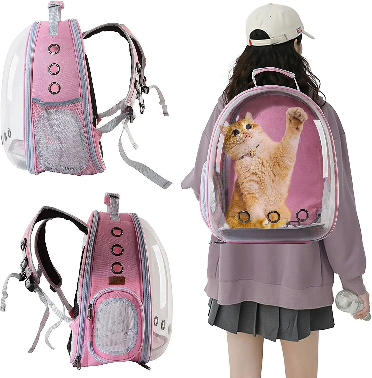 Pet Cat Dog Carrier Backpack Bubble Back Expandable Travel Bag Airline Approved