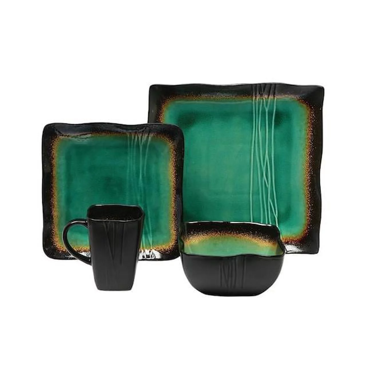 Baum BBBGJ16D Jaden Royal Dinnerware Set, Green - 16 Piece