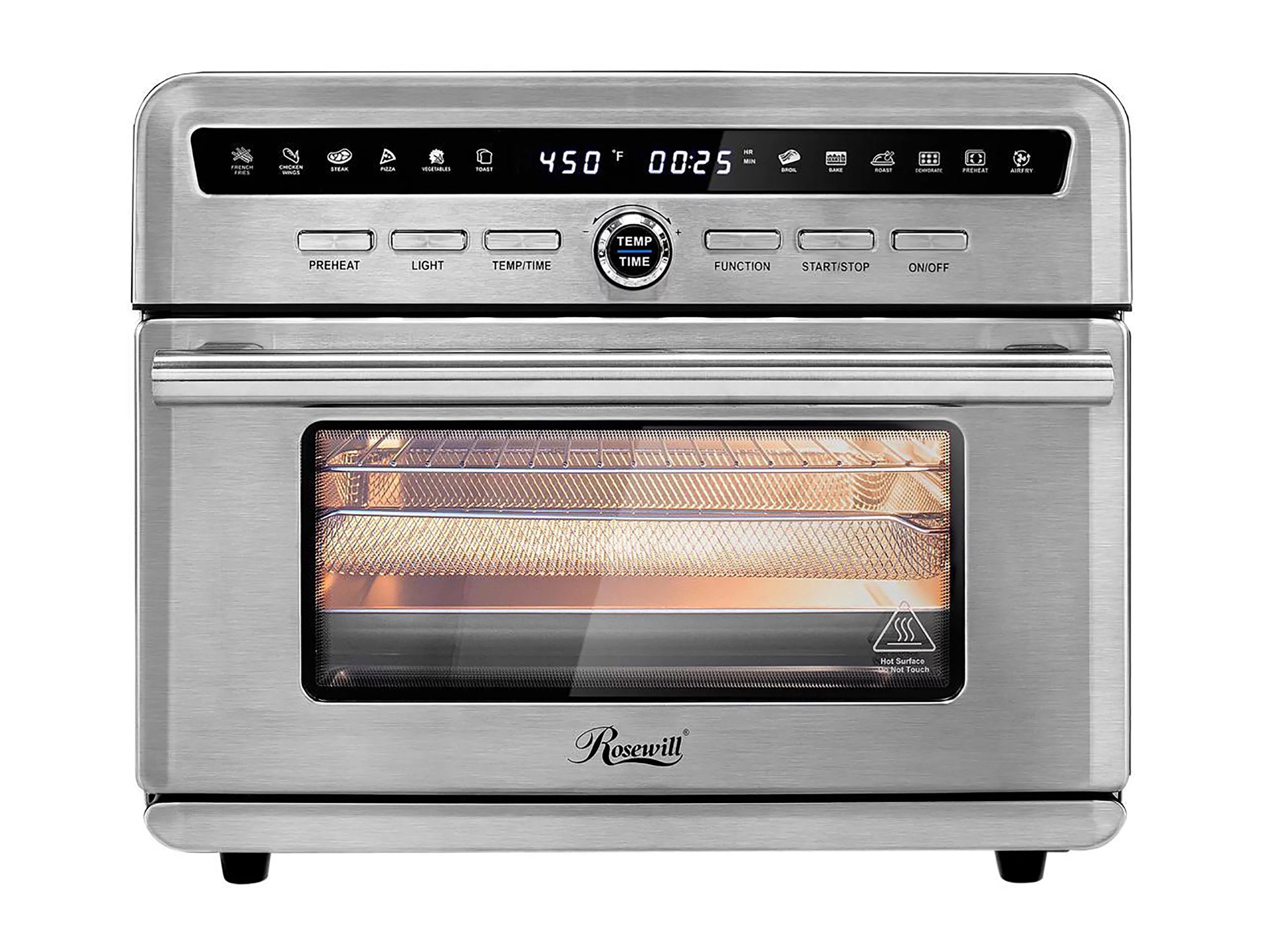 1800 W 4-Tray Stainless Steel Air Fryer Convection Toaster Oven with Large Transparent Window