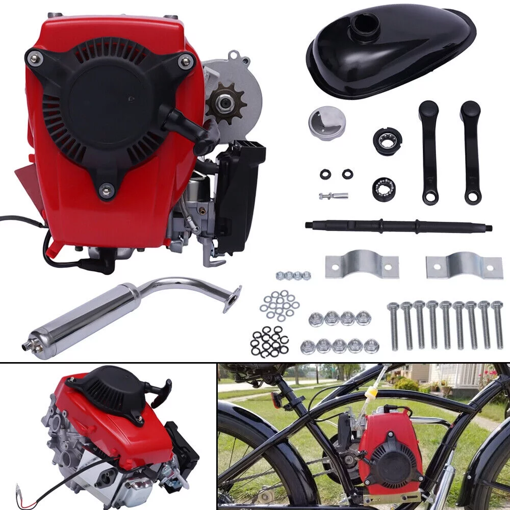 Oukaning 49cc 4-Stroke Gas Motor Bicycle Engine Kit Single Cylinder Air Cooled Engine Conversion Kit for 28