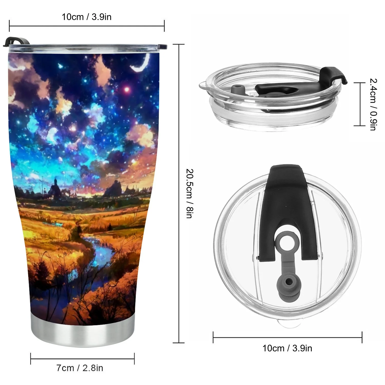 Hidove Stainless Steel Tumbler, Landscape at Night Painting 30oz Leak Proof & Stainless Steel Bottle for Hot & Cold Drinks - Coffee Travel Mug, Water Metal Canteen, Thermal Cup