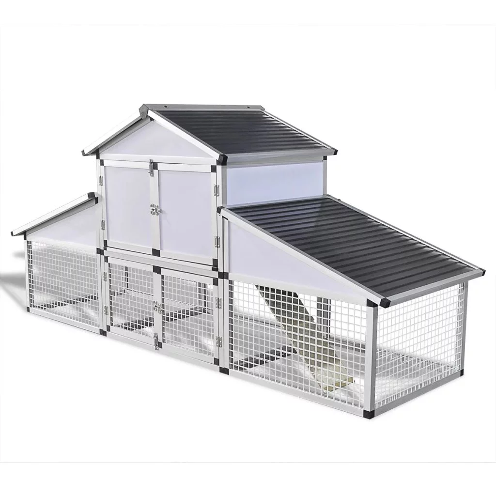 Carevas Chicken Coop with Runs and Nest Box Aluminum