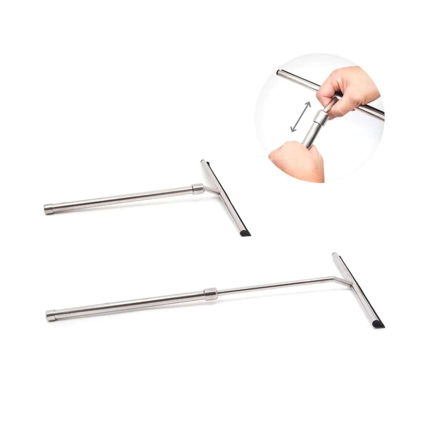 Stainless Steel Shower Squeegee with Telescoping Handle Extends to 23 Inches, From Grand Fusion