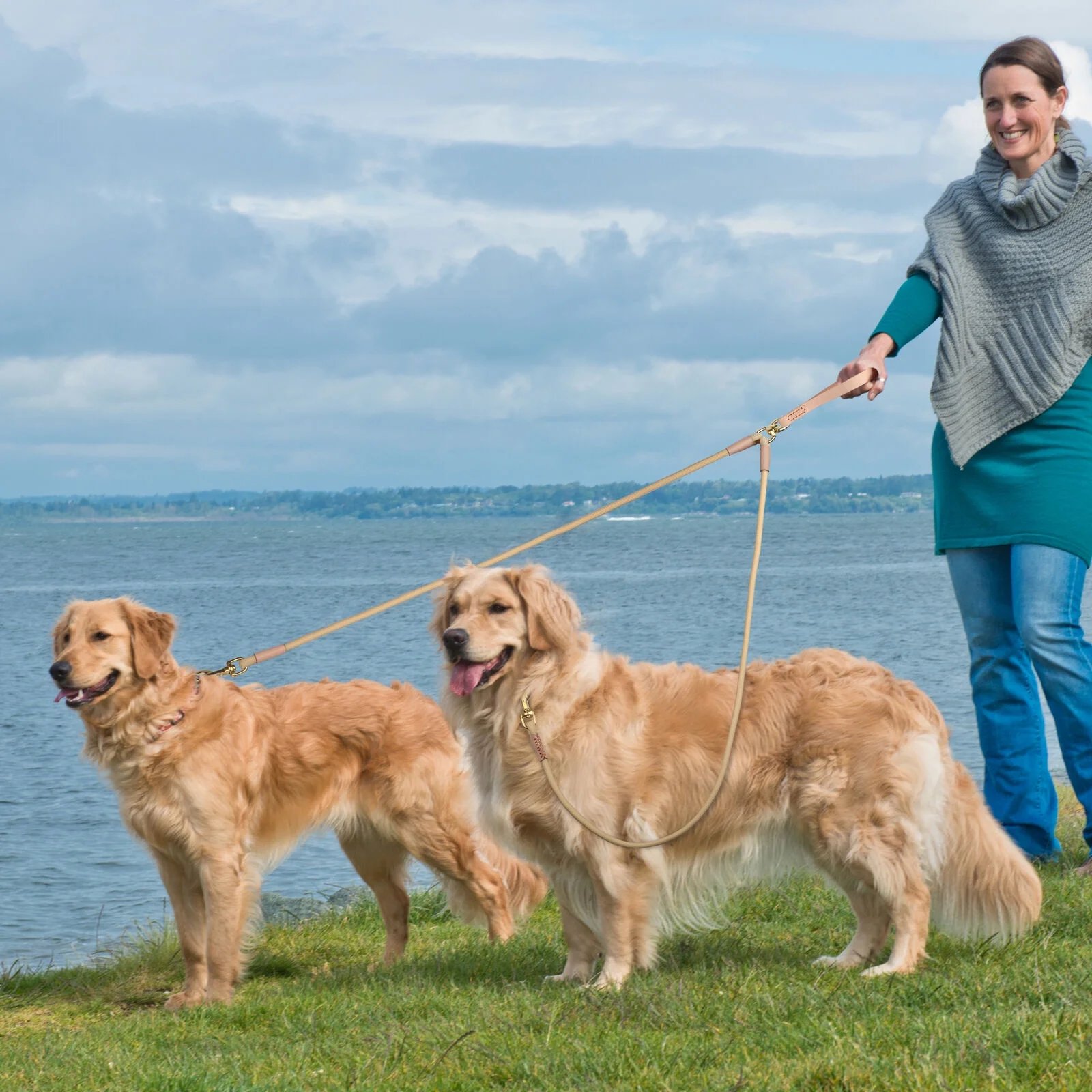 Pet Artist Strong Nylon Dog Leash / Pet Training Twin Rope Leashes 2 Way with Splitter Coupler