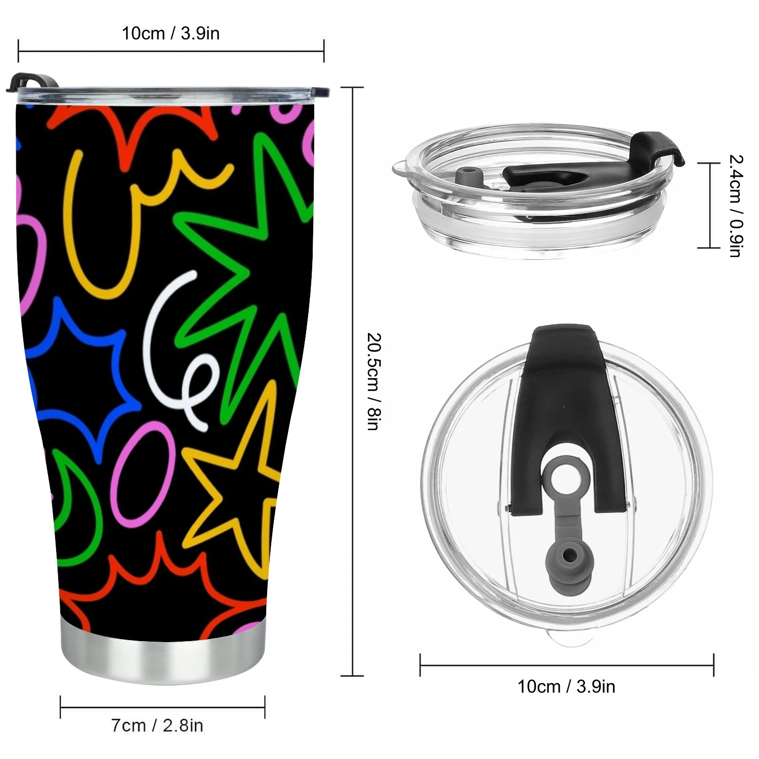 Hidove Stainless Steel Tumbler, Fun Colorful Line Doodle Pattern 30oz Leak Proof & Stainless Steel Bottle for Hot & Cold Drinks - Coffee Travel Mug, Water Metal Canteen, Thermal Cup