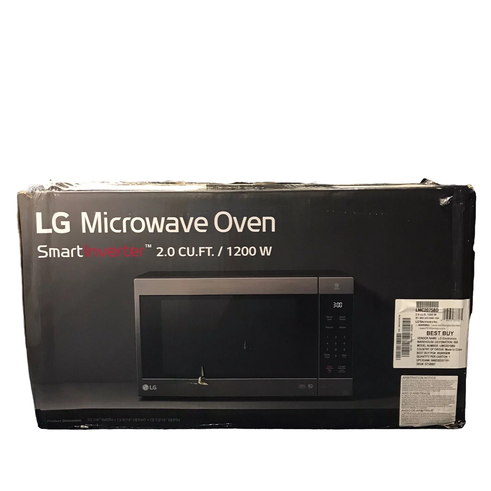 Open Box LG NeoChef Countertop Microwave Stainless Steel - Black (LMC2075BD) #NO7181