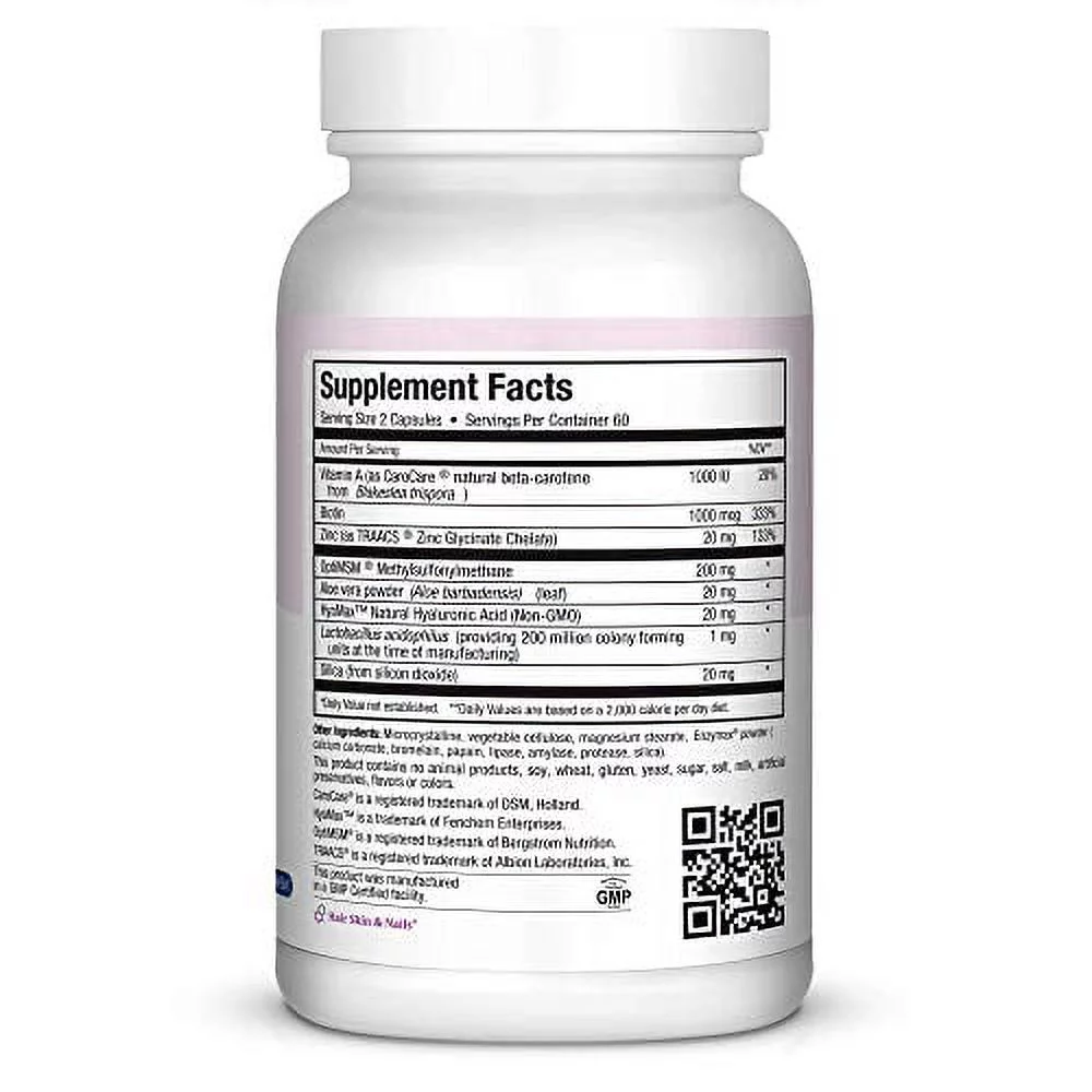 Maxi Health Skin H&N - Skin + Hair + Nail Formula - with Vitamin A & Biotin - 120 Capsules - Kosher