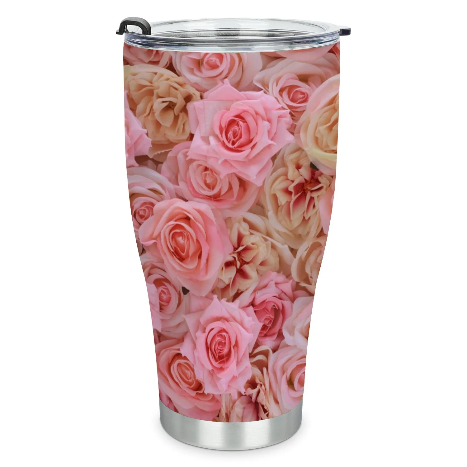 Hidove Stainless Steel Tumbler, Bouquet of Colorful Roses as Background 30oz Leak Proof & Stainless Steel Bottle for Hot & Cold Drinks - Coffee Travel Mug, Water Metal Canteen, Thermal Cup