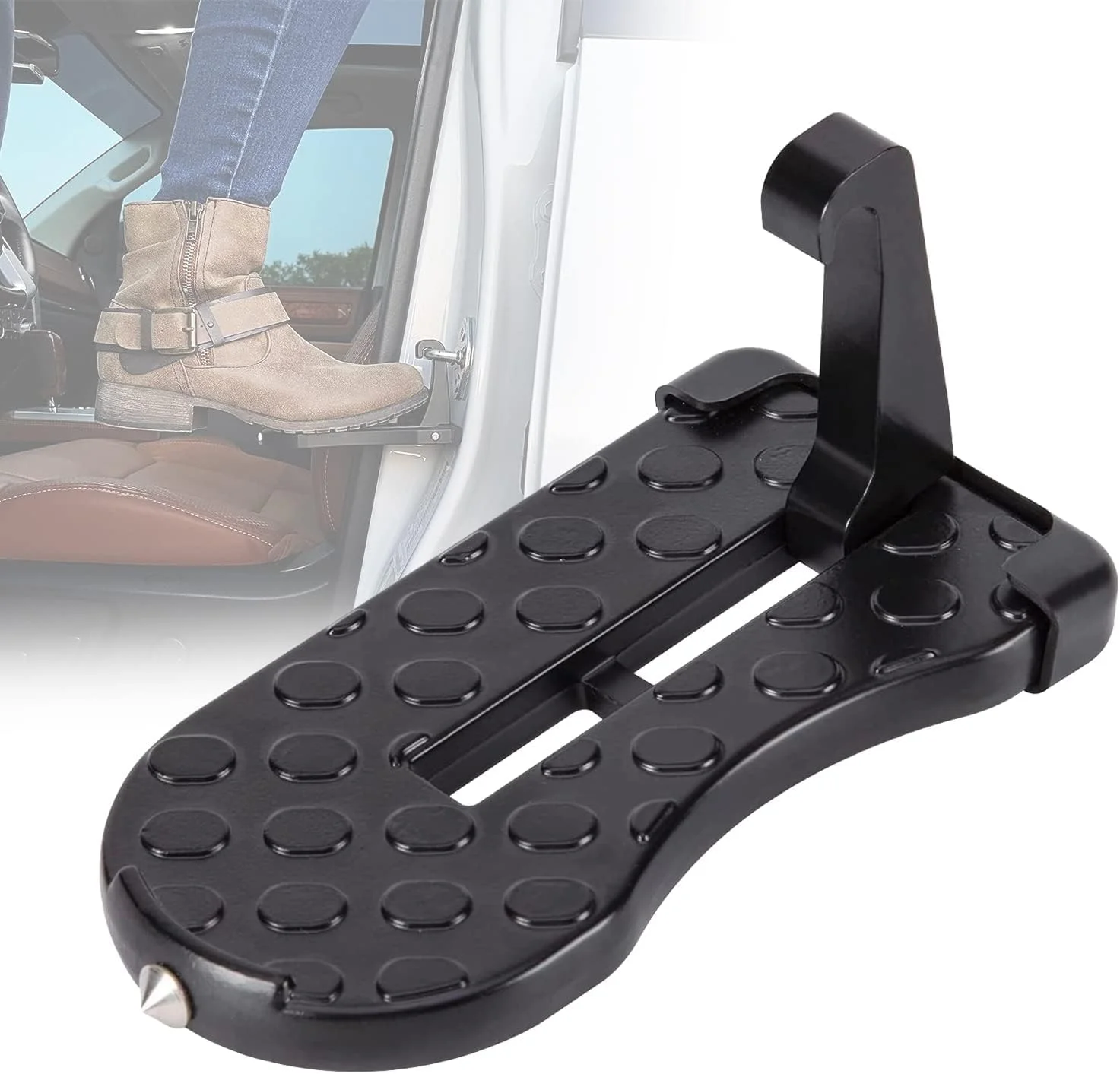 Muerk Car Latch Door Step with Glass Breaker Safety Hammer, Easy Access to Rooftop for Most Car, SUV, Truck, Max Load 400 lbs