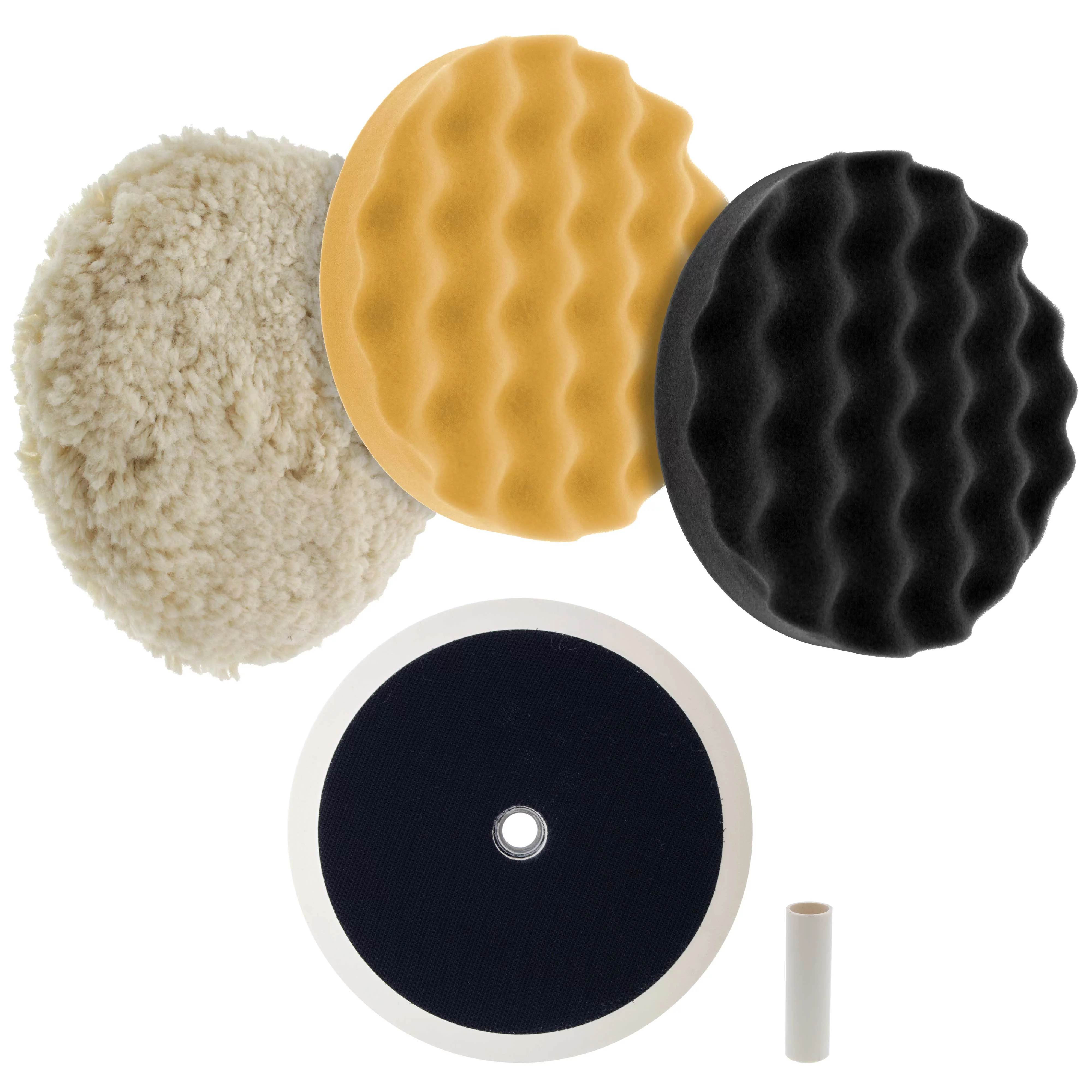 Waffle Foam & Wool Buffing & Polishing Pad Kit w/ 3 - 8