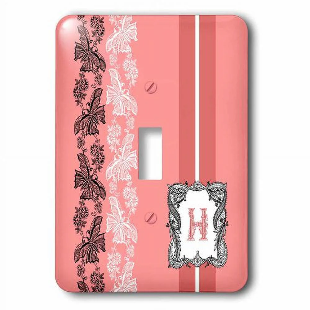 3dRose Monogram Initial M in Teal White and Black Lace - Single Toggle Switch