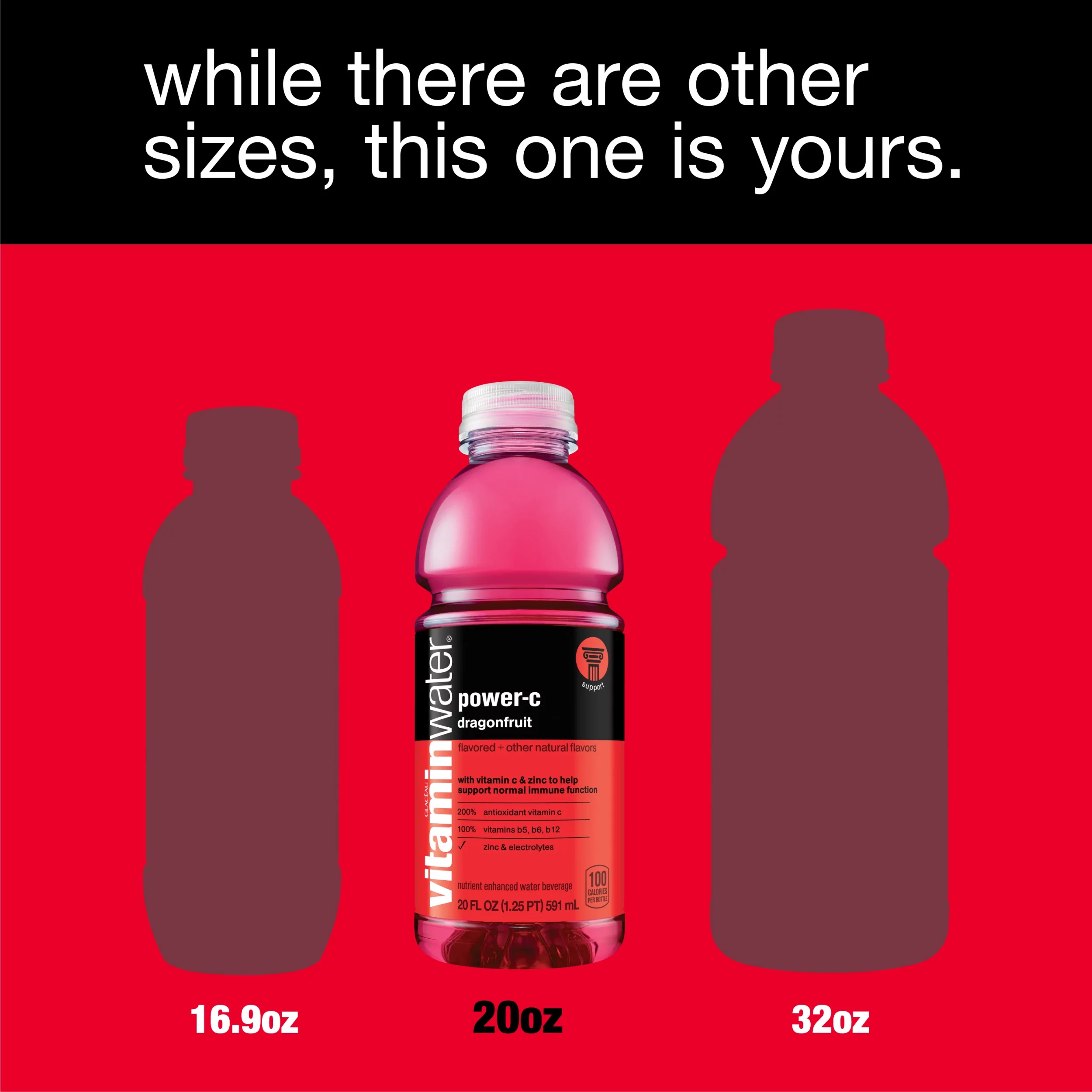 vitaminwater power-c electrolyte enhanced water w/ vitamins, dragonfruit drinks, 20 fl oz, 12 Pack
