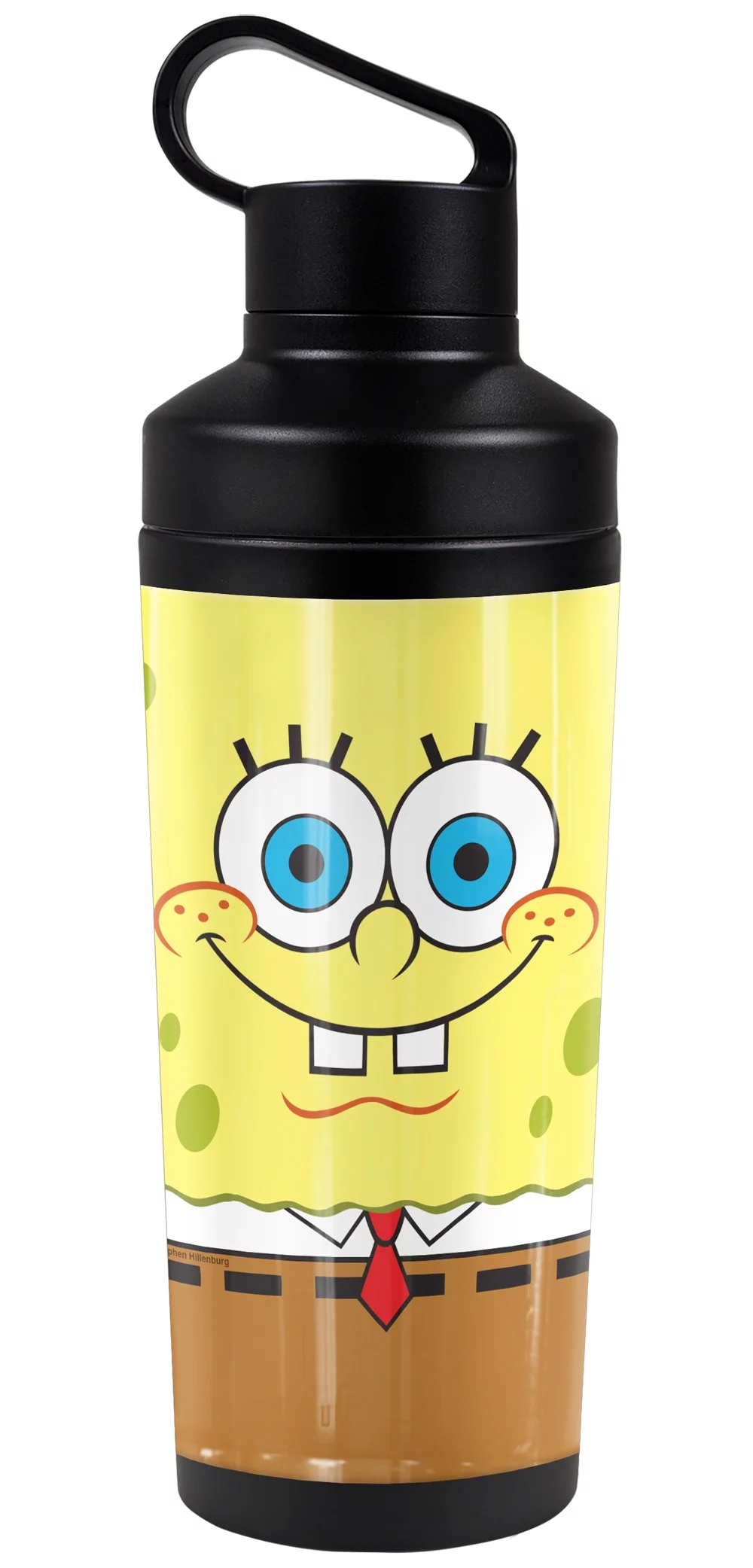 Spongebob Official Dual Face 18 oz Insulated Water Bottle, Leak Resistant, Vacuum Insulated Stainless Steel with 2-in-1 Loop Cap