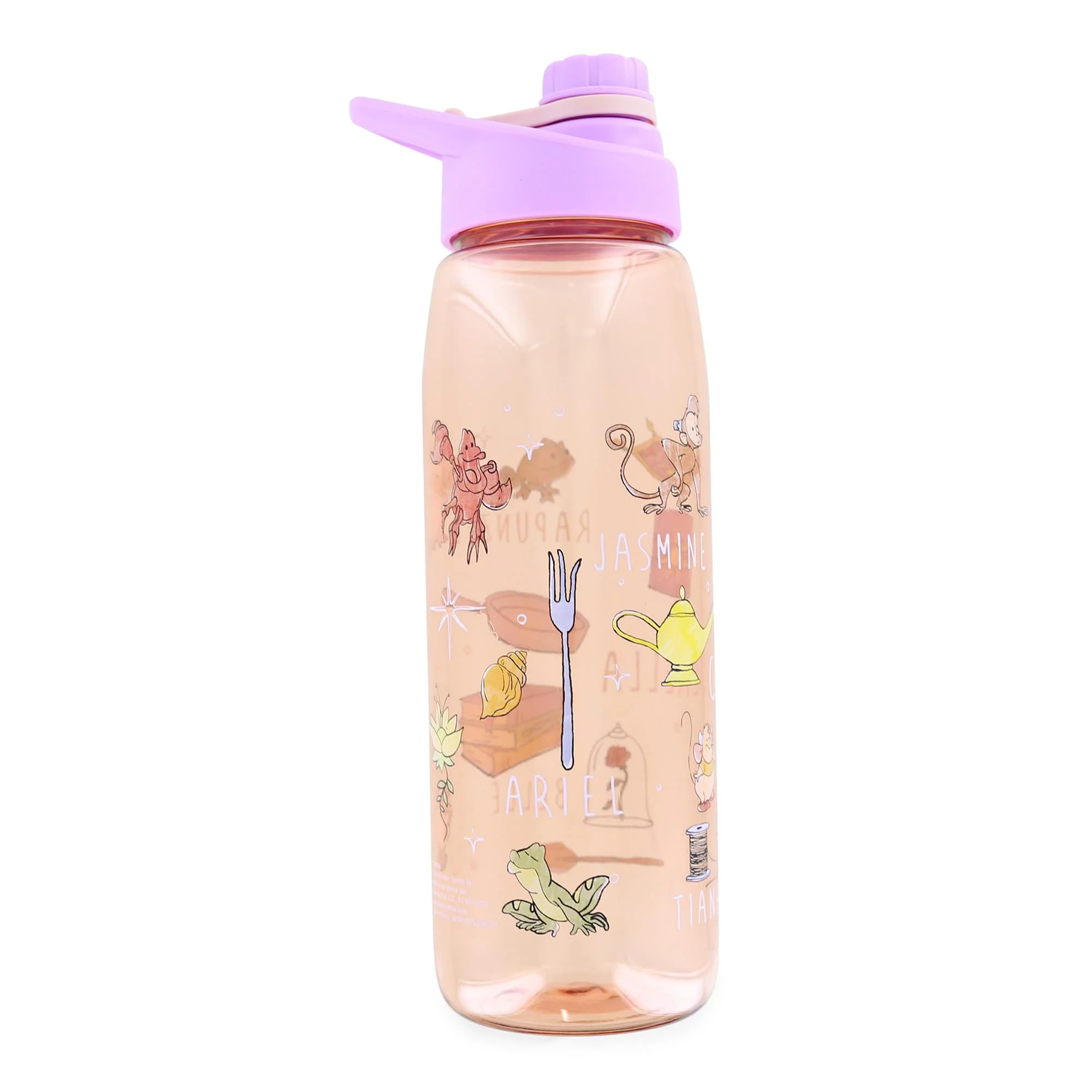 Disney Princess Icons Water Bottle With Screw-Top Lid | Holds 28 Ounces