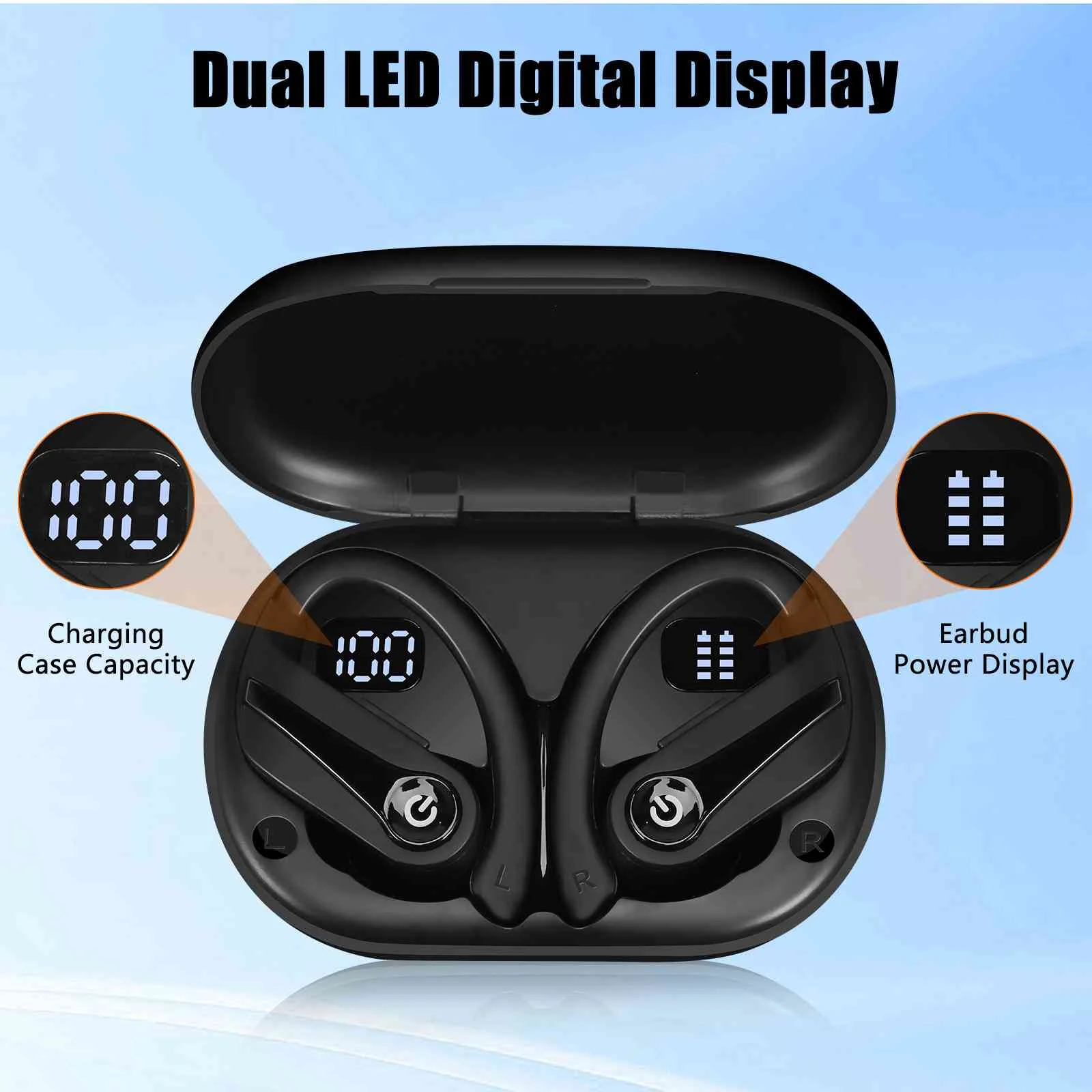 UrbanX Challenger Series Sports Earphones wireless Bluetooth with Built-in Mic, 200H Superior Playtime, Immersive Sound, Quick-Pair, Secure Fit, IPX7 Waterproof, Compatible With Meizu C9 - Black