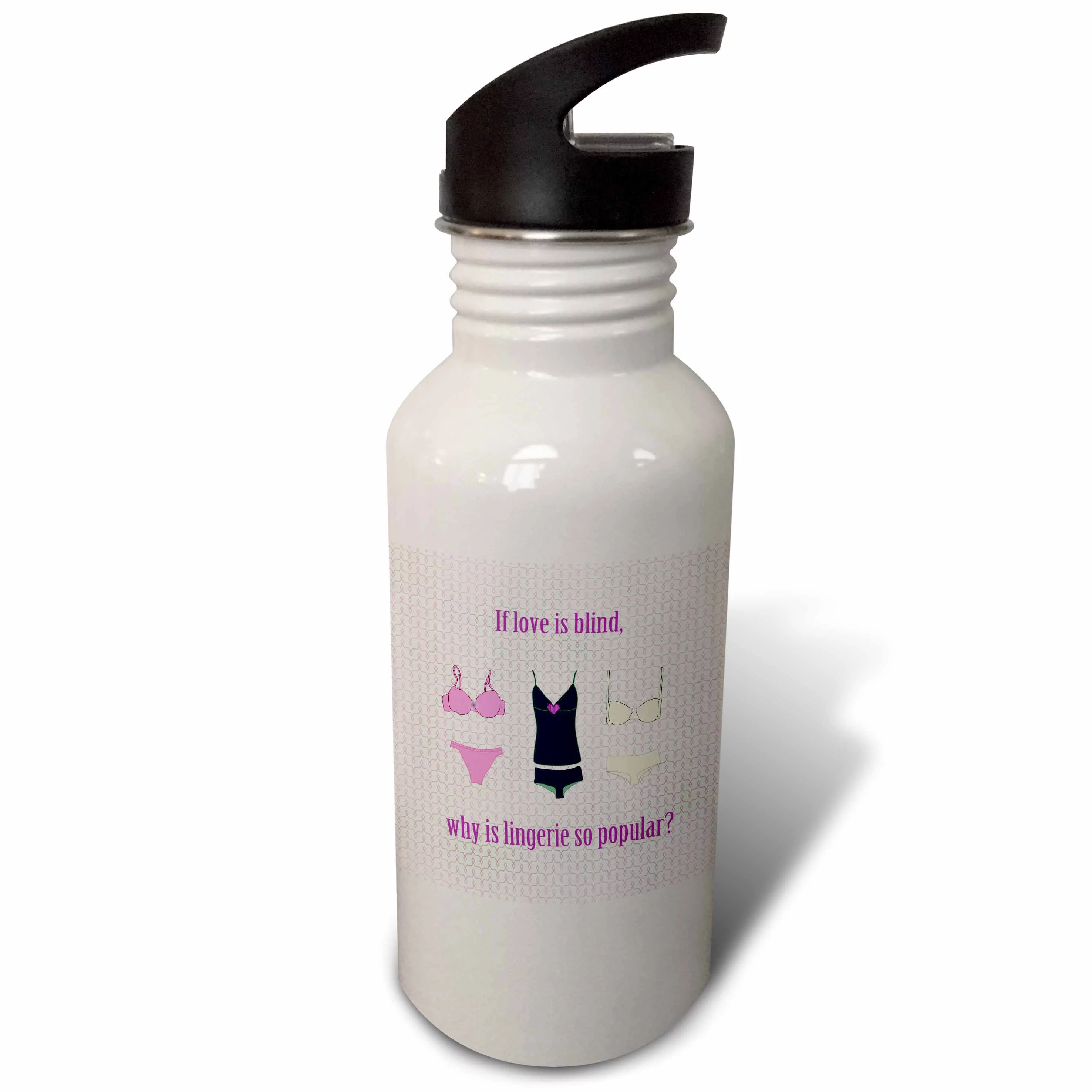 If love is blind, why is lingerie so popular, Pink, Black, and Yellow 21 oz Sports Water Bottle wb-173137-1