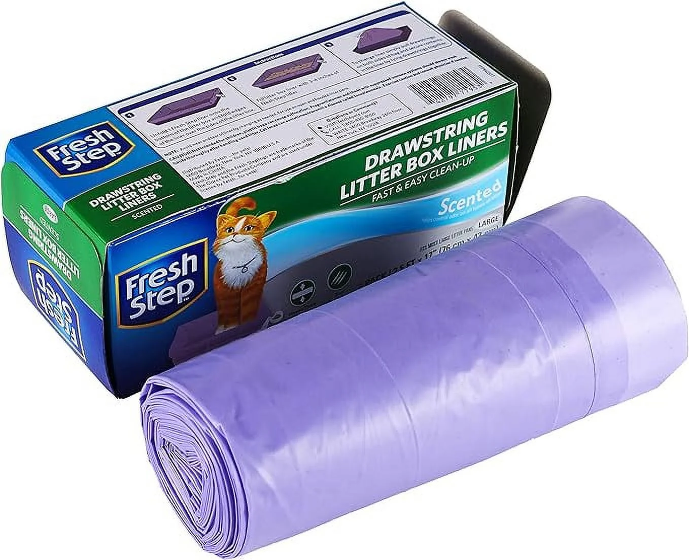 Fresh Step Drawstring Cat Litter Box Liners, Fresh Scent, Size Large, 30