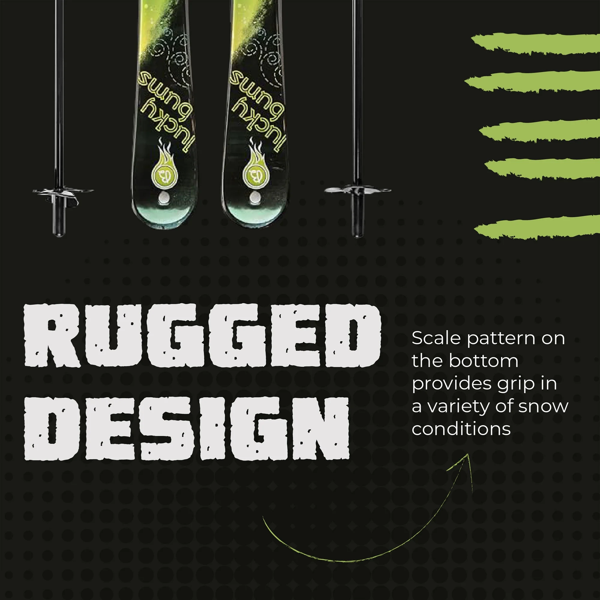 Lucky Bums Toddler Kids Beginner Plastic Snow Skis w/ Adjustable Bindings, Green