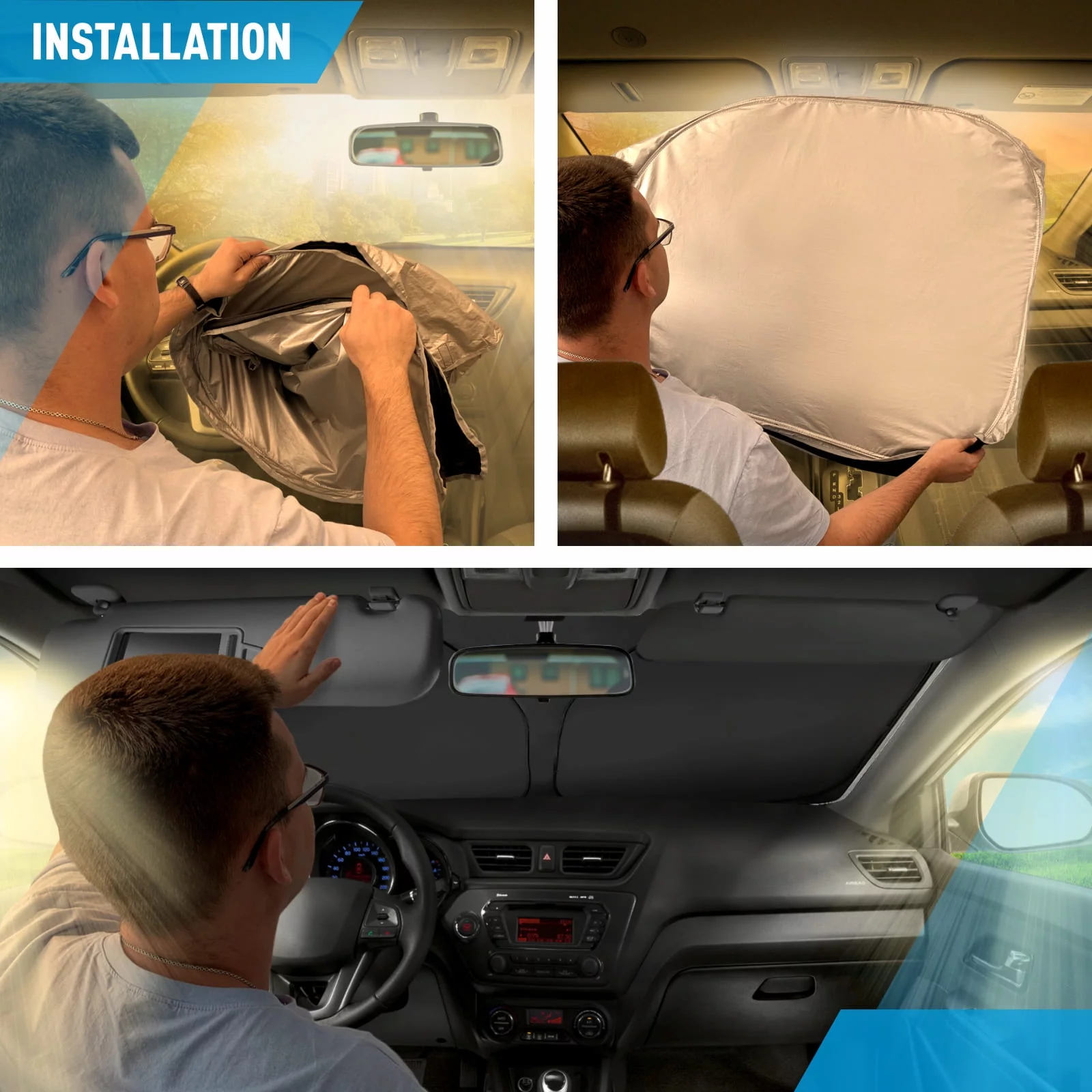 CLIM ART Windshield Sun Shade for Honda Pilot 2016-2022 - Custom-Fit Foldable Car Sun Shade - Car Sunshade - Vehicle Sun Protector - Front Auto Windshield Cover, Car Windshield -WS5007