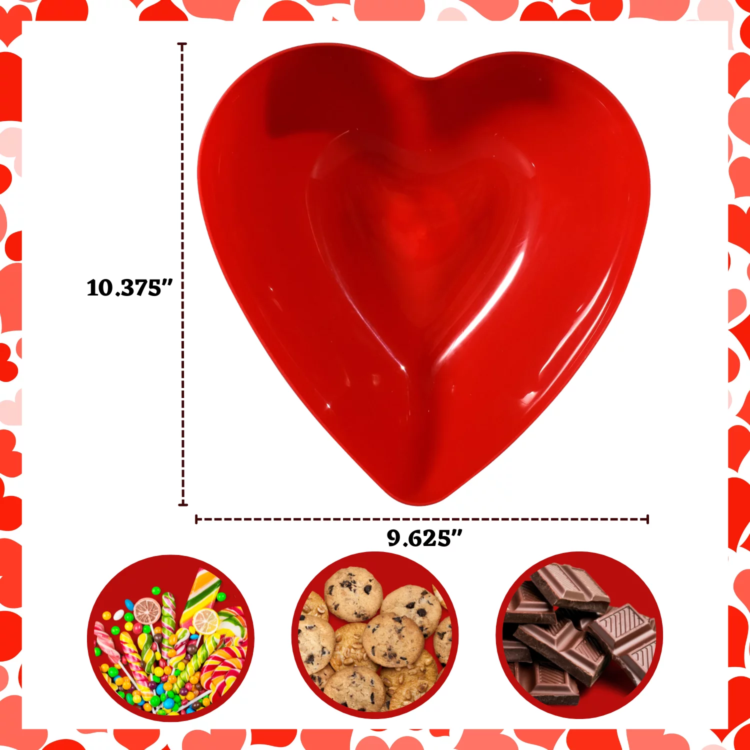 Red Plastic Valentine Heart Shaped Deep Bowl Home Kitchen Party Favor Serving Candies Cookies Chips Salad Dessert Food Side Dish Snack Fruit Bowl Valentines Day Tableware Gift Decoration Set of 3