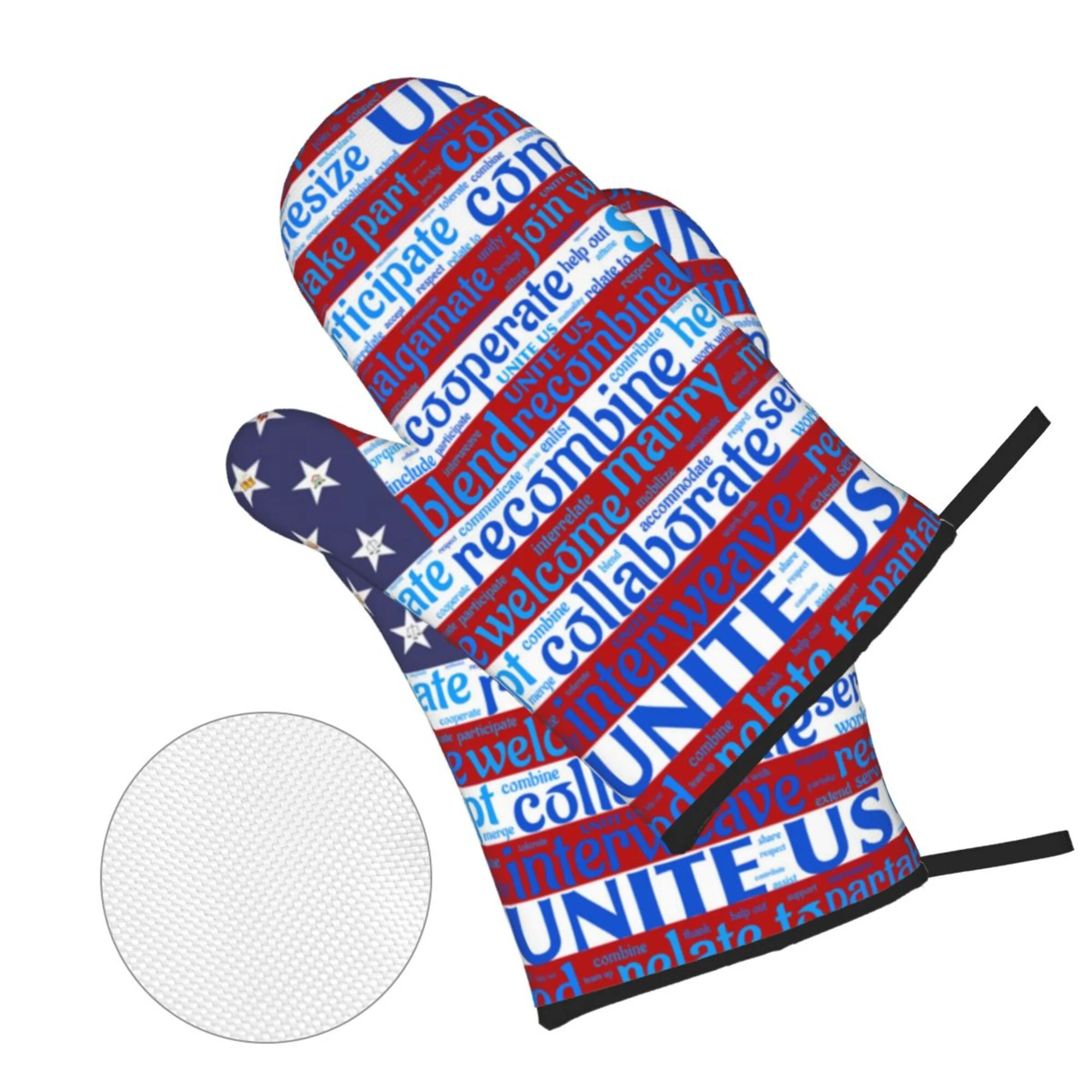 ZICANCN Oven Mitts and Pot Holders Sets,Us Flag Handshake Baking Sets Kitchen Heat Resistant 4 Pieces