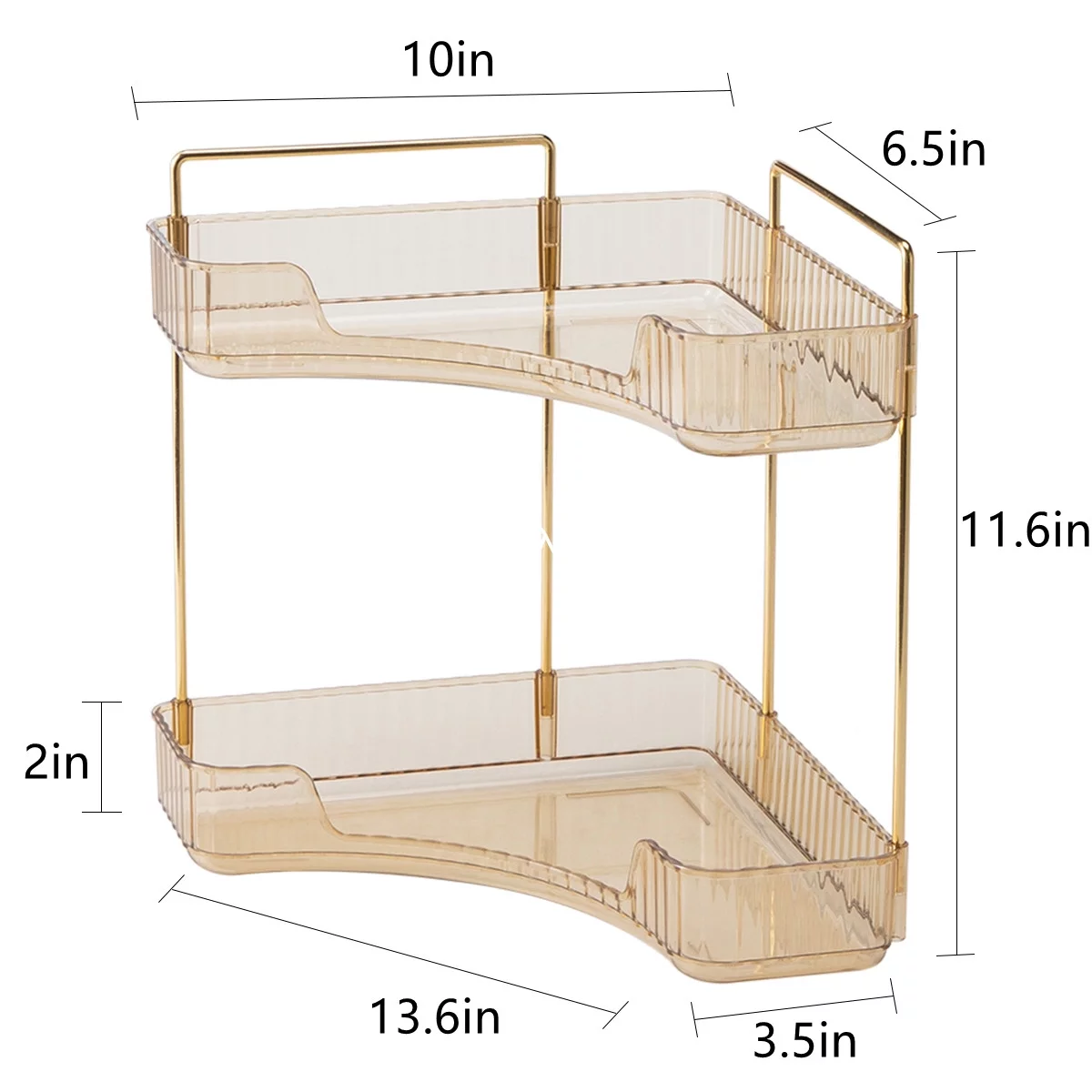 Logianis 2-Tier Bathroom Corner Organizer Countertop Organizer Countertop Storage Vanity Trays Gold
